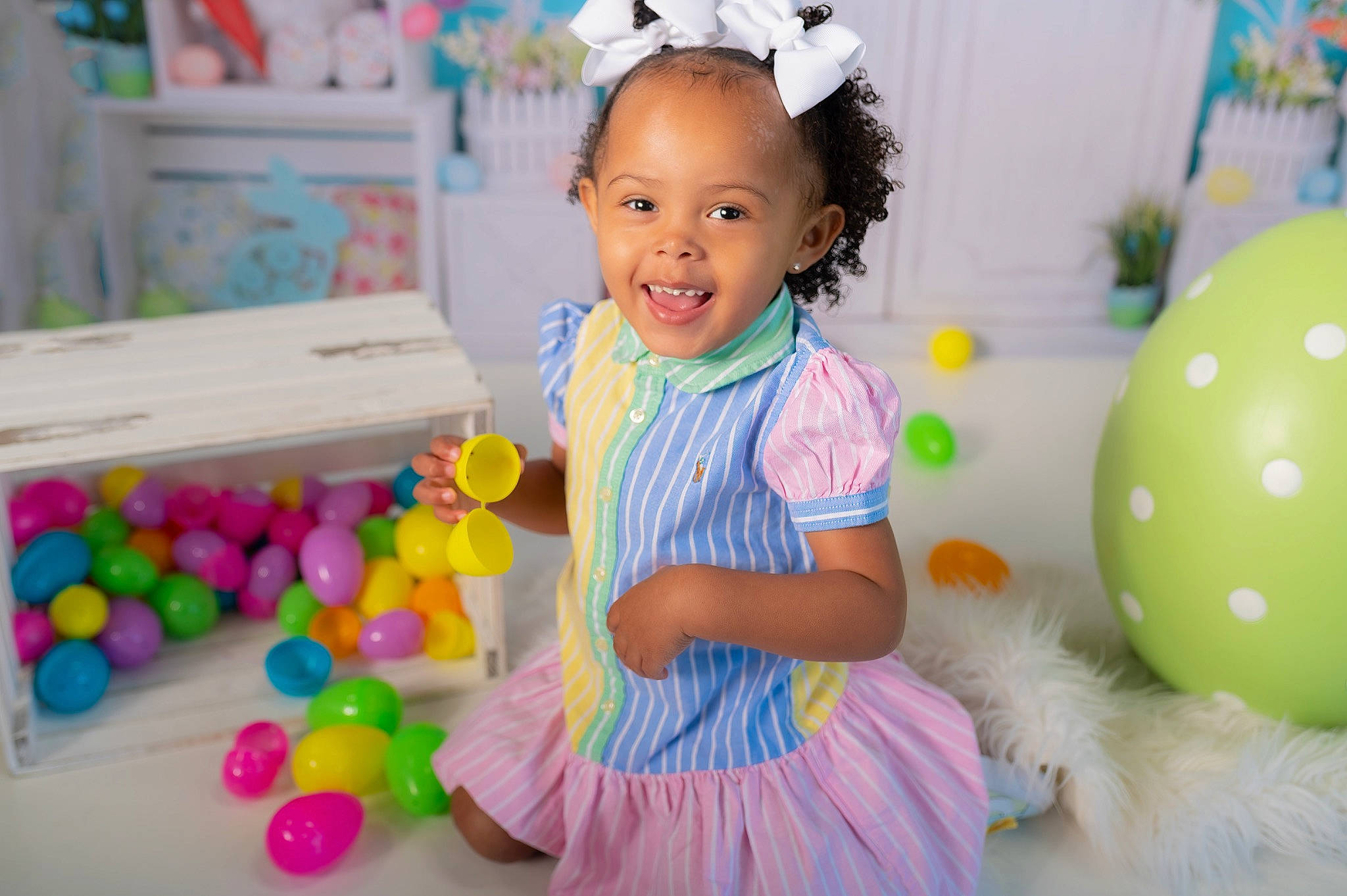 Zailee joined the competition — help win amazing prizes! baby_playing_with_toys, baby_toddler_clothing, ball_pit, balloon, child, dress, event, fun, green, happy, joy, leisure, party_supply, person, photograph, pink, room, smile, toddler, toy