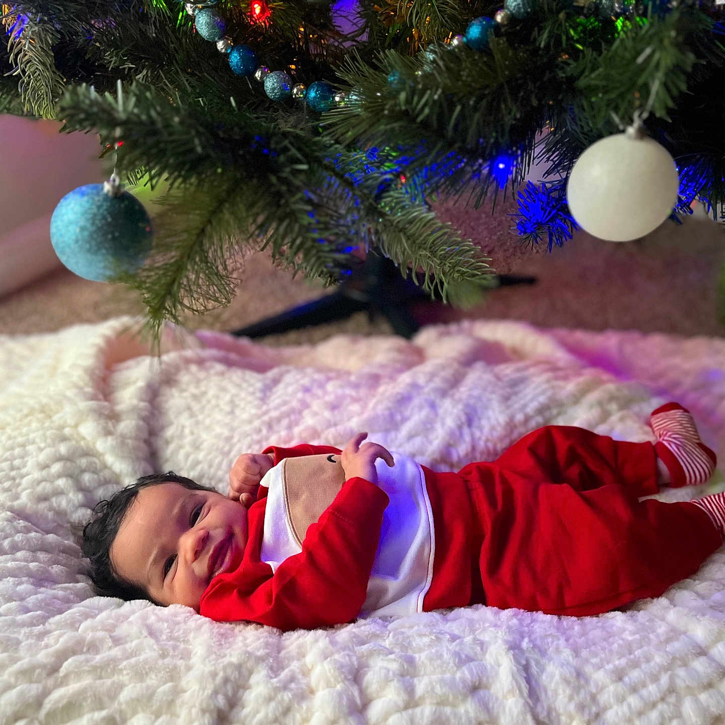 Apollo is registered to the contest to win money with this photo: accessories, baby, clothing, face, fir, furniture, head, hosiery, indoors, lighting, newborn, person, photography, plant, portrait, purple, sleeping, sock, sphere, tree