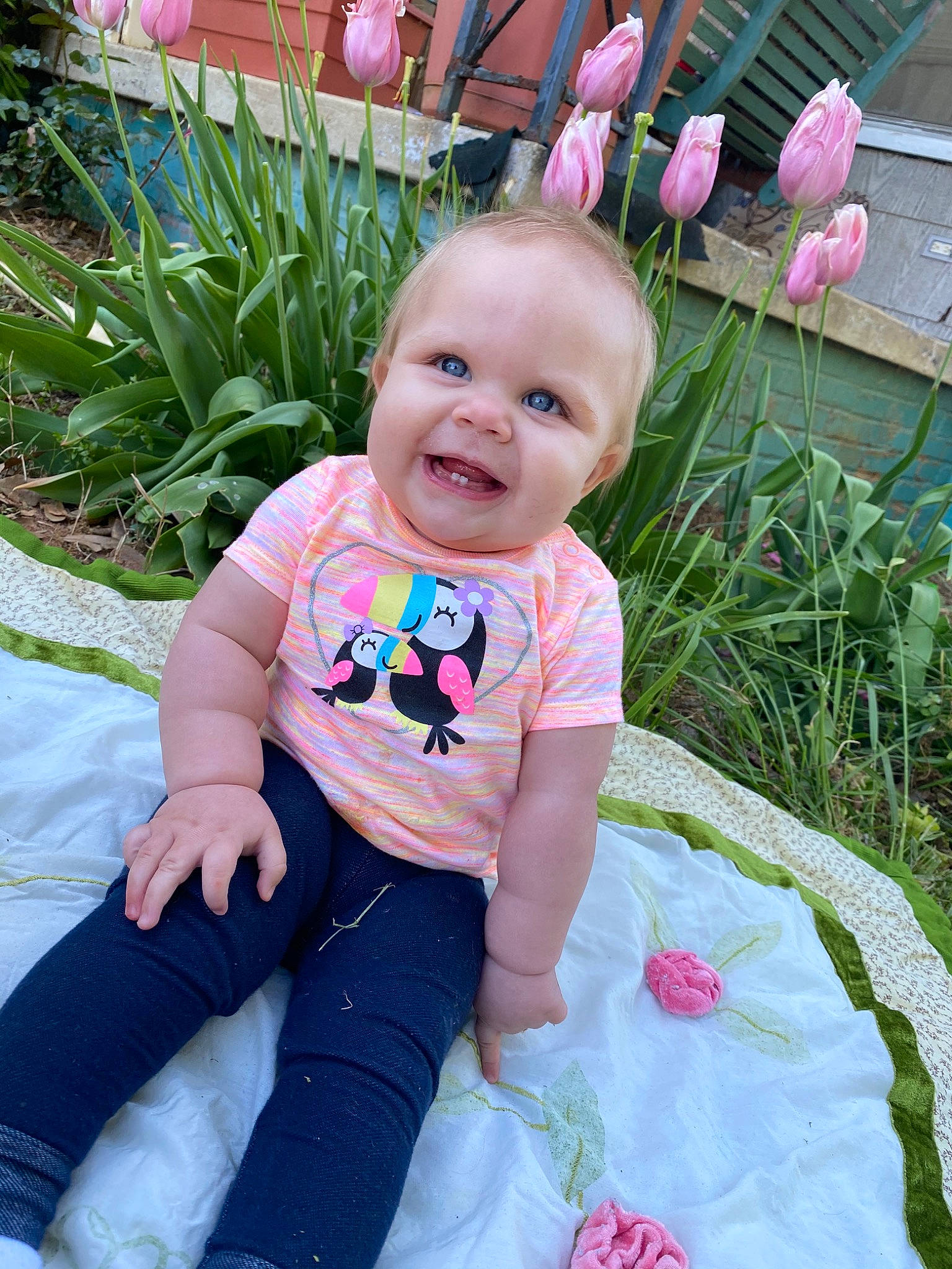 Ally joined the competition — help win amazing prizes! baby, baby_products, baby_toddler_clothing, botany, child, face, flower, garden, grass, joy, people, person, pink, plant, product, skin, smile, spring, summer, toddler