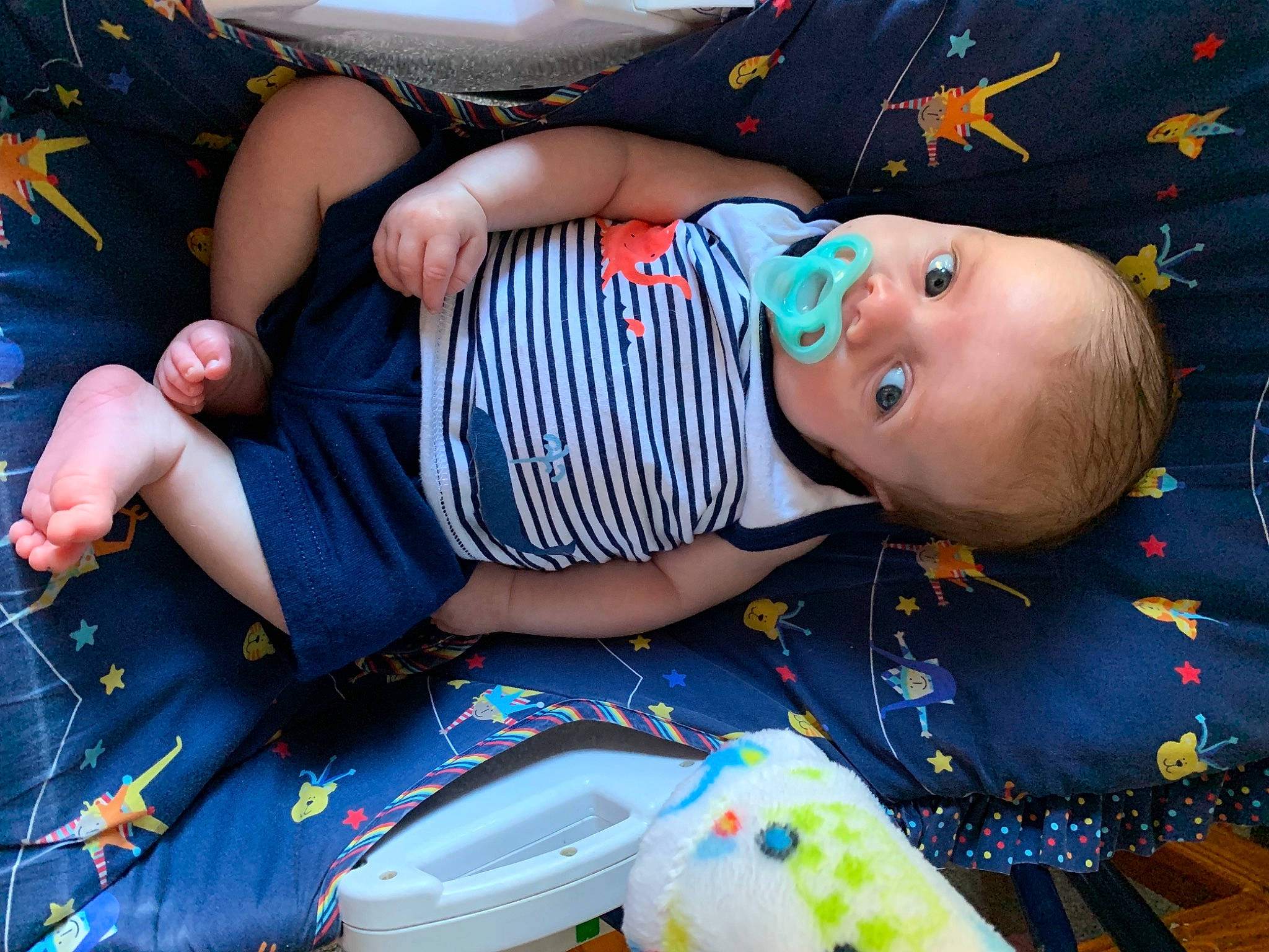 Jaxson joined the competition — help win amazing prizes! arm, baby, baby_products, baby_toddler_clothing, child, electric_blue, event, fun, happy, hat, human_body, mouth, pattern, people, person, play, product, sitting, textile, thigh