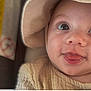 Barrett joined the competition — help win amazing prizes! baby, face, tongue, hat, clothing, infant, cute, closeup, expression, child, person, soft_light, indoors, skin, eyes, mouth, apparel, headwear, smile, young