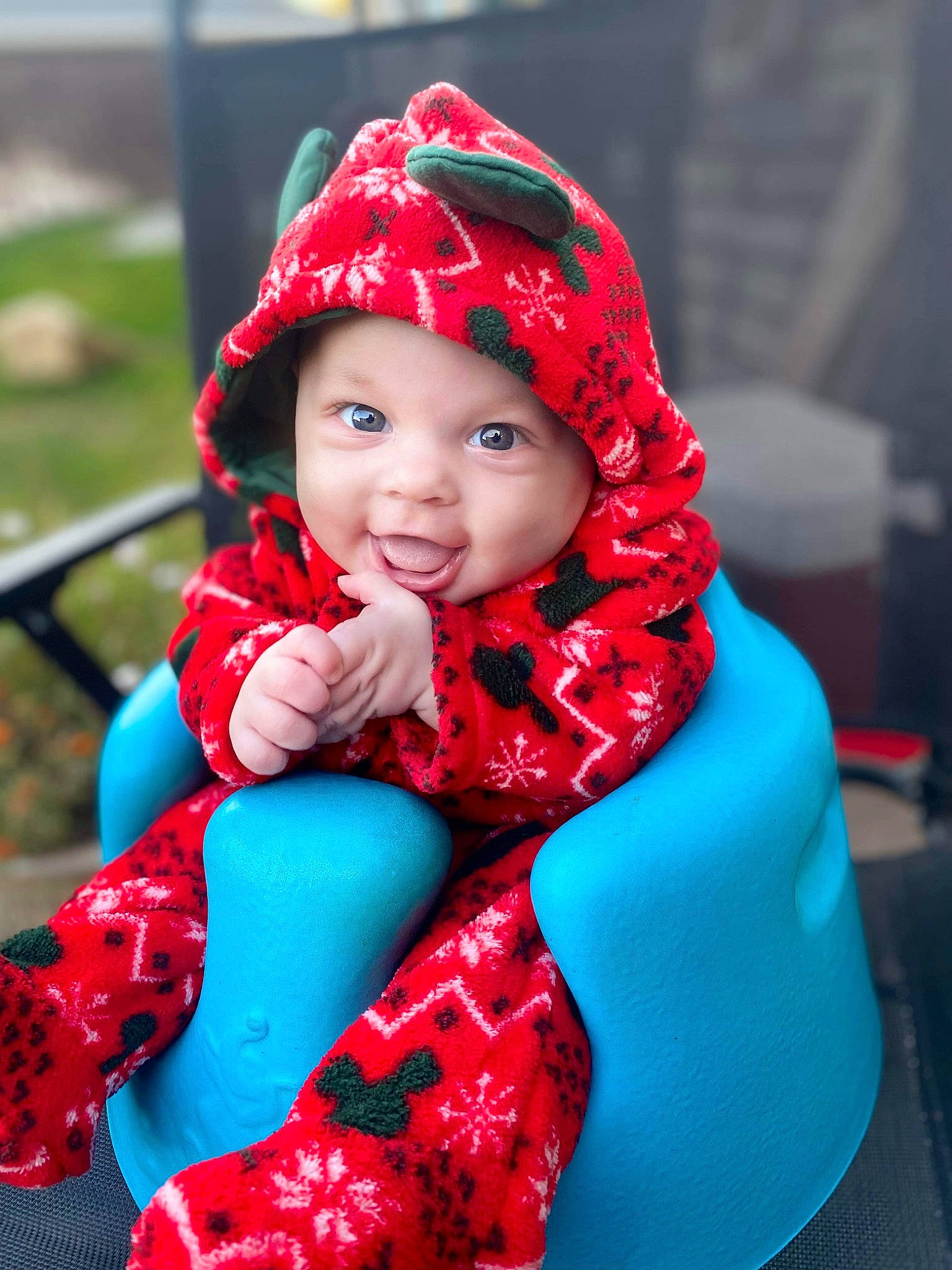 Mateo joined the competition — help win amazing prizes! baby, baby_toddler_clothing, cap, child, electric_blue, eye, face, facial_expression, fun, happy, headwear, leisure, magenta, person, pink, recreation, red, skin, sleeve, smile