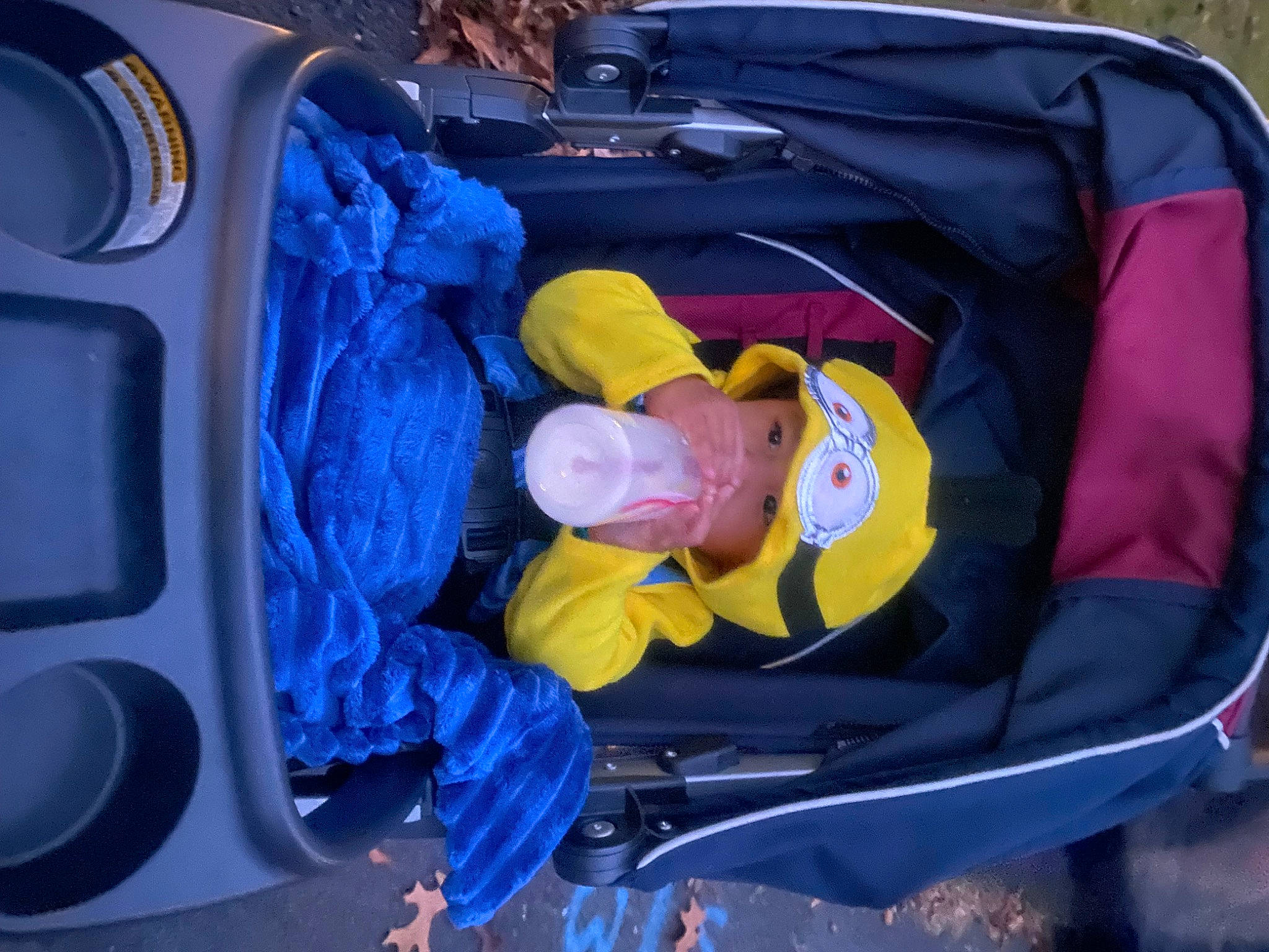 Harlow is registered to the contest to win money with this photo: auto_part, automotive_design, automotive_exterior, automotive_lighting, baby, baby_carriage, baby_products, child, comfort, electric_blue, family_car, headwear, machine, motor_vehicle, person, plastic, purple, toddler, toy, trunk