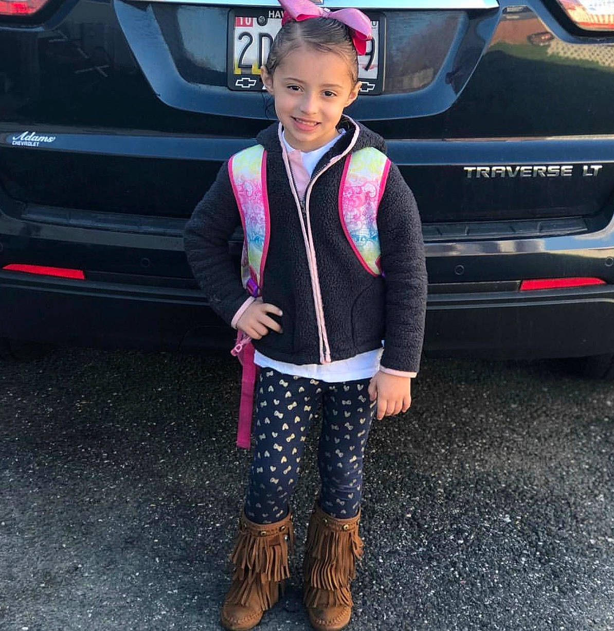 Emmaleigh joined the competition — help win amazing prizes! auto_part, automotive_exterior, bumper, car, child, child_model, cool, family_car, footwear, jeans, joy, luxury_vehicle, minivan, outerwear, person, shoe, sportswear, t_shirt, tire, trousers