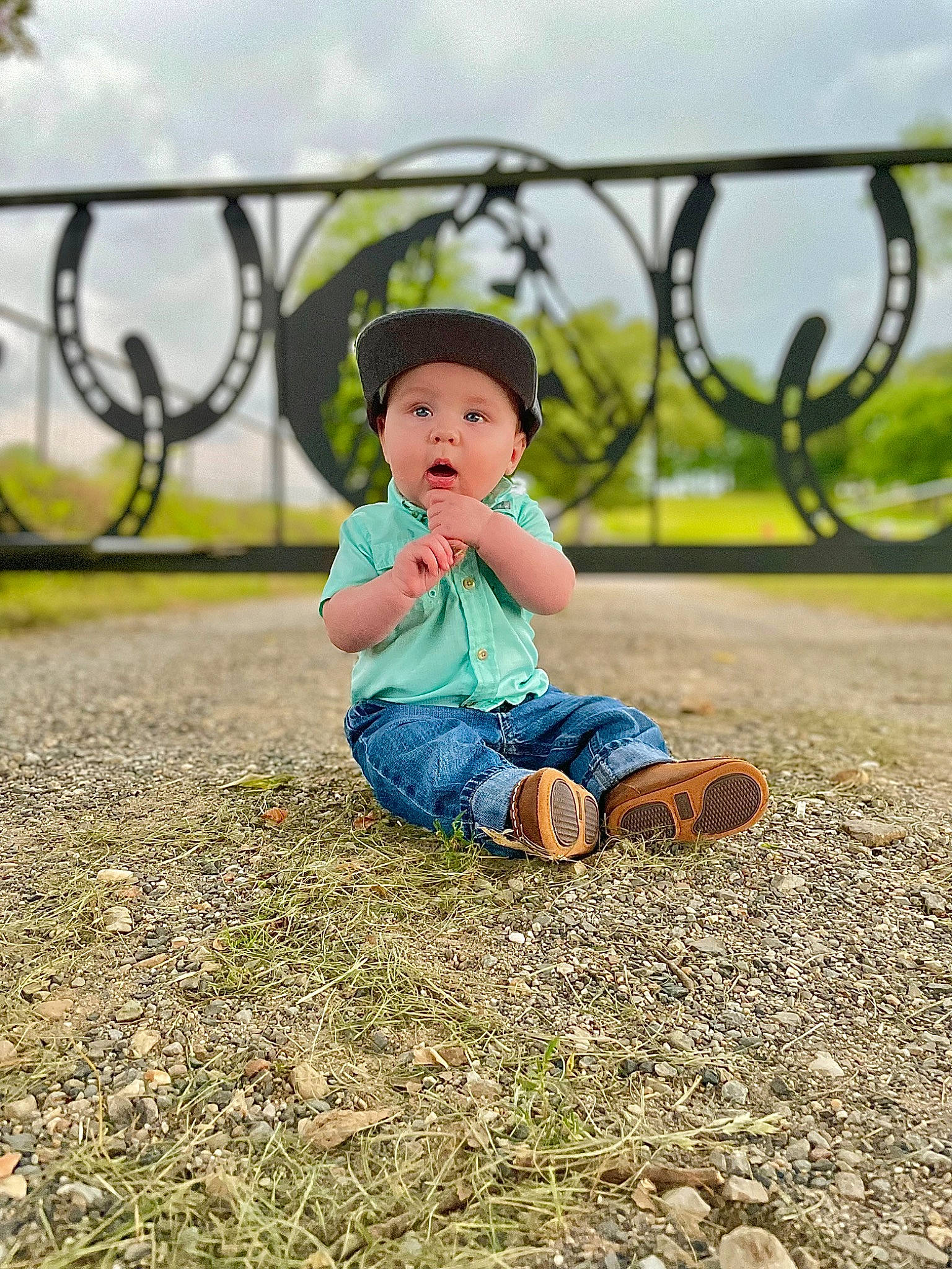 Swayde is registered to the contest to win money with this photo: baby, baby_toddler_clothing, child, cloud, fence, flash_photography, fun, grass, grassland, happy, headwear, landscape, leisure, pattern, people, people_in_nature, person, plant, sitting, sky