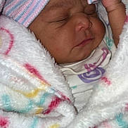 Tatiana joined the competition — help win amazing prizes! newborn, baby, sleeping, blanket, hat, striped, bow, cute, wrapped, soft, infant, child, portrait, cozy, warm, peaceful, clothing, person, head, resting