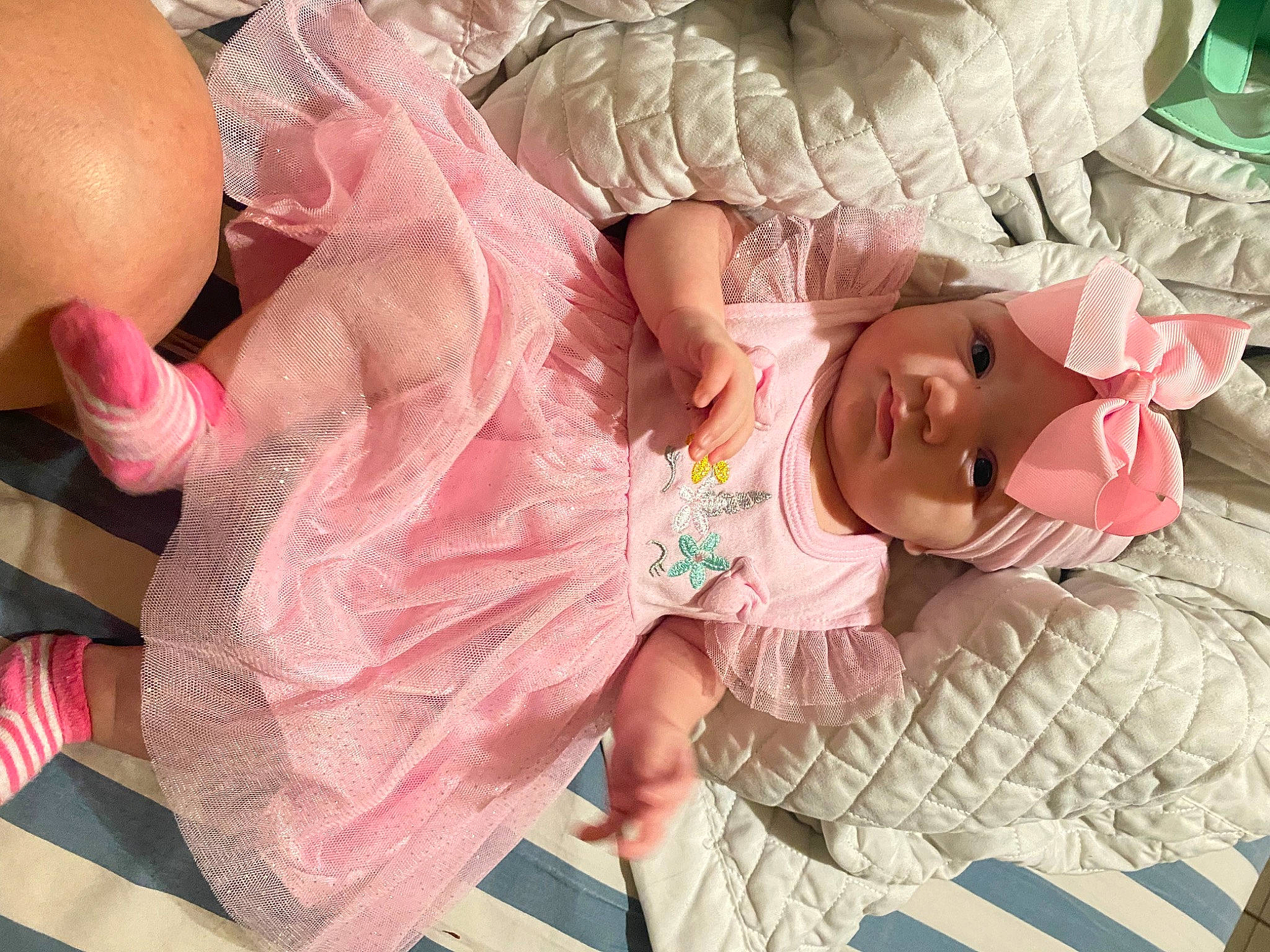 Scarlett joined the competition — help win amazing prizes! arm, chest, child, doll, dress, eyelash, finger, happy, headgear, headwear, human_body, human_leg, magenta, mouth, nail, peach, person, pink, skin, thigh