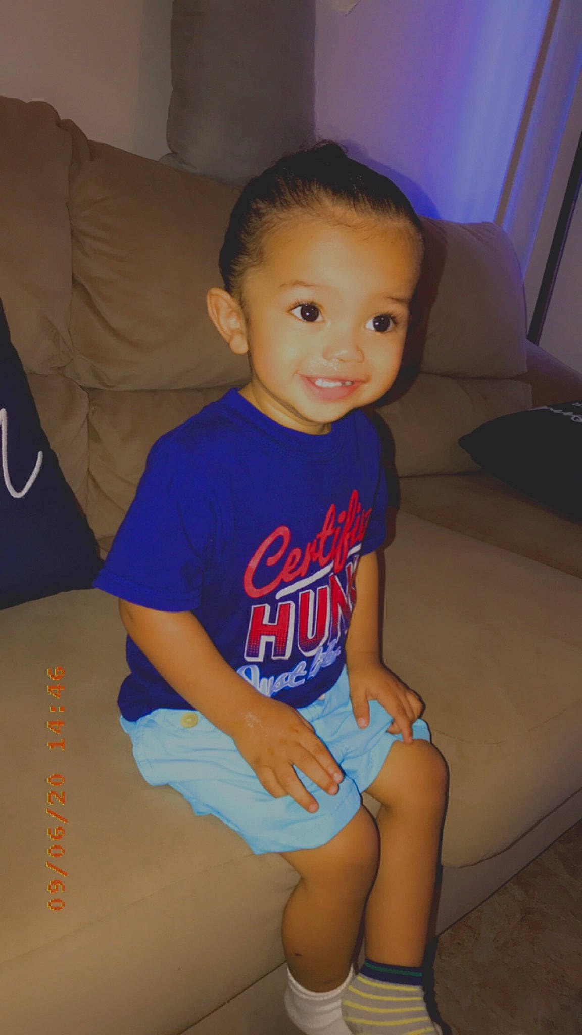 Javion joined the competition — help win amazing prizes! baby_toddler_clothing, chin, clothing, comfort, couch, eye, face, finger, flooring, human_body, iris, joint, joy, knee, leg, mouth, person, skin, sleeve, smile