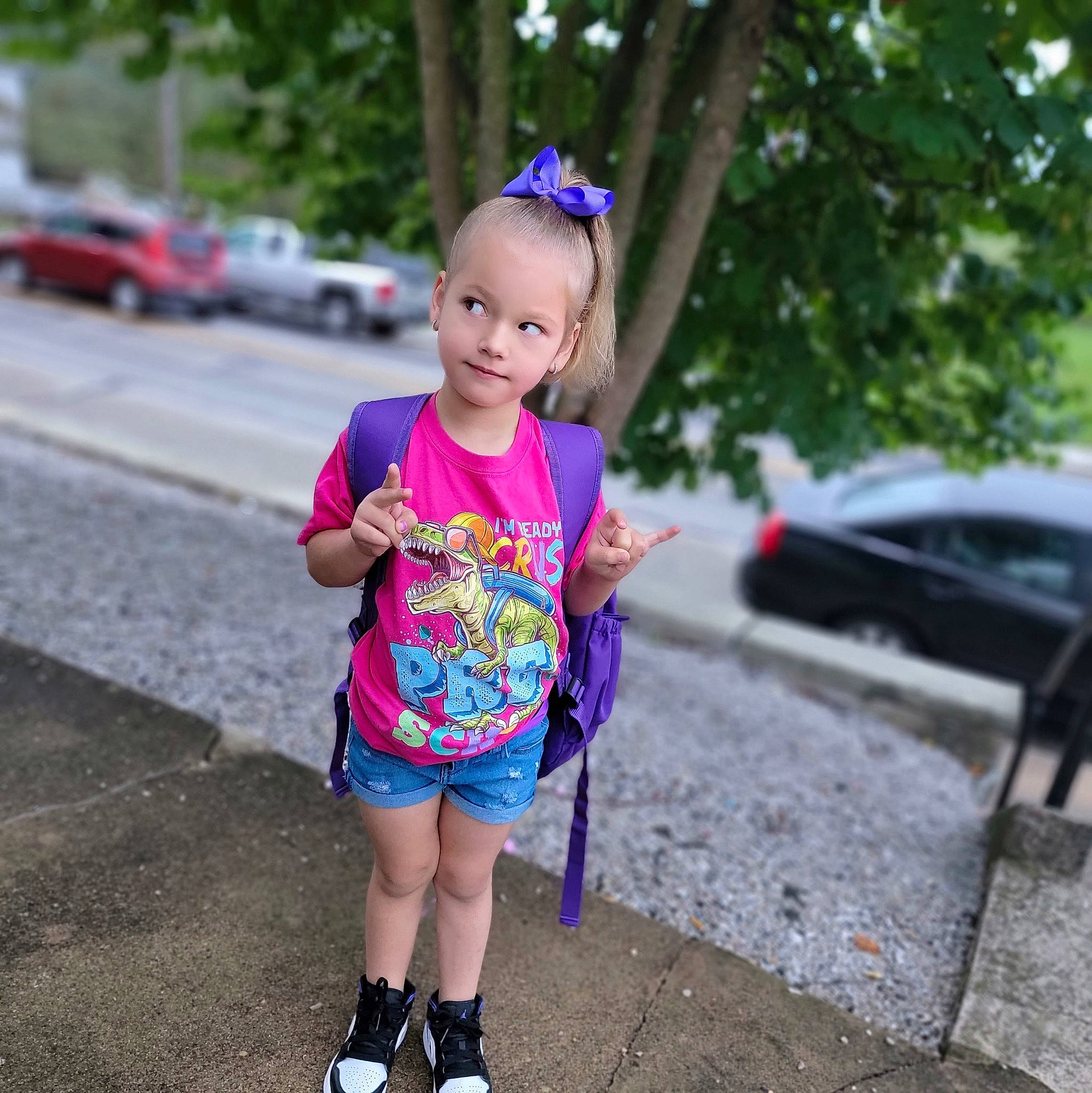 Kenzley joined the competition — help win amazing prizes! asphalt, baby_toddler_clothing, car, electric_blue, eye, fun, grass, happy, head, leisure, magenta, person, pink, plant, recreation, sleeve, sock, t_shirt, thigh, toddler