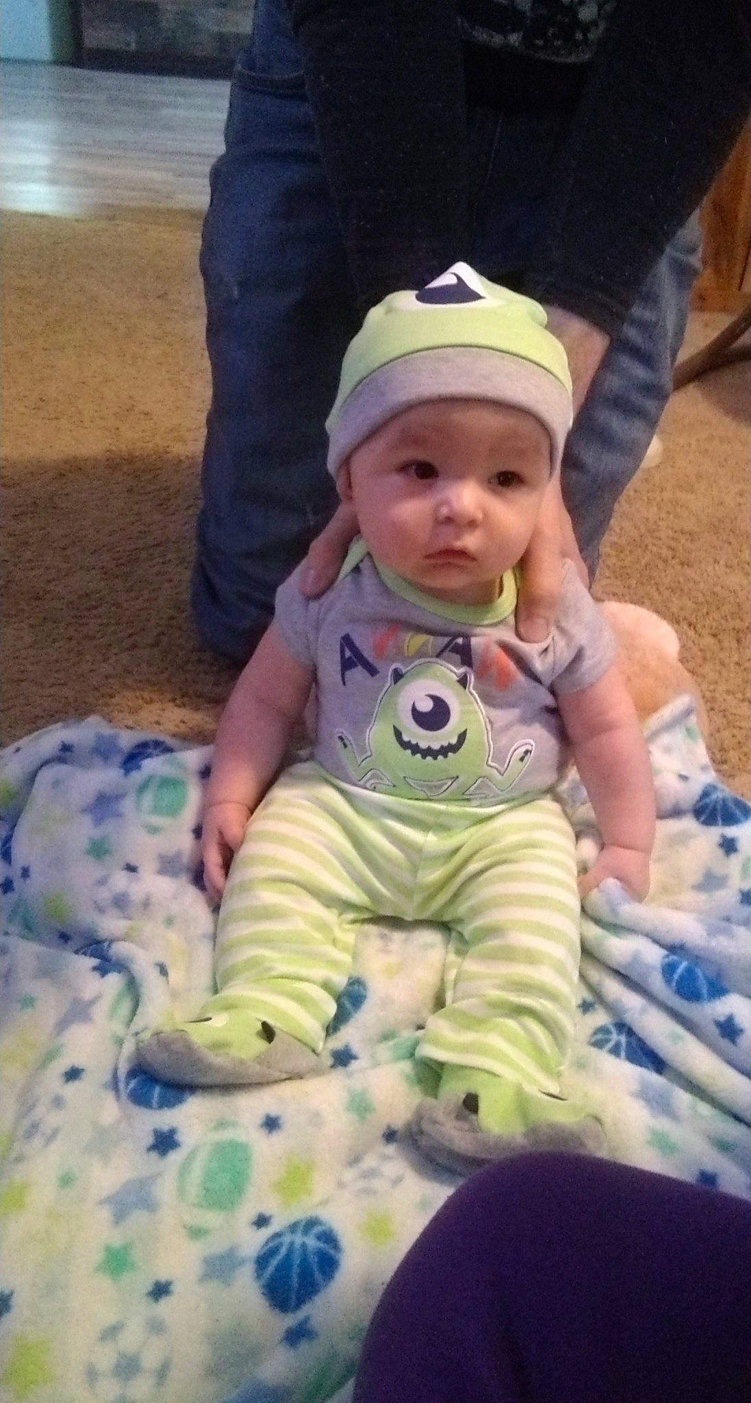 Colton Shawn is registered to the contest to win money with this photo: baby, child, headwear, person, play, smile, toddler, tummy_time
