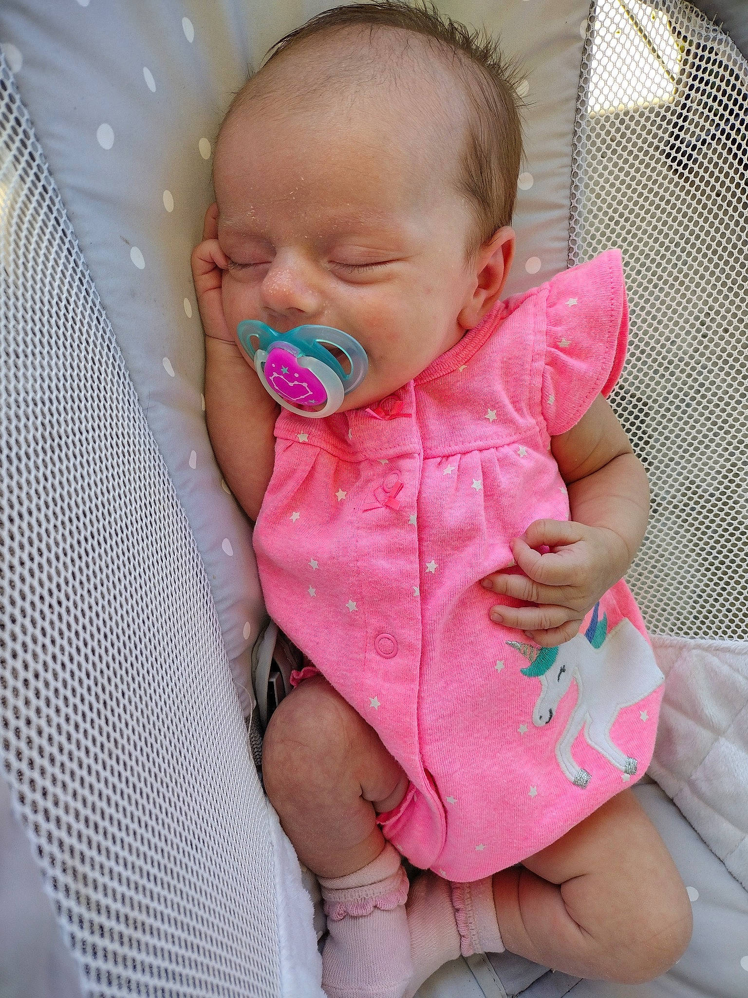 Darla is registered to the contest to win money with this photo: baby, baby_products, baby_toddler_clothing, cheek, child, comfort, eye, eyelash, face, finger, head, lip, magenta, pattern, person, pink, sitting, skin, sleeve, thumb