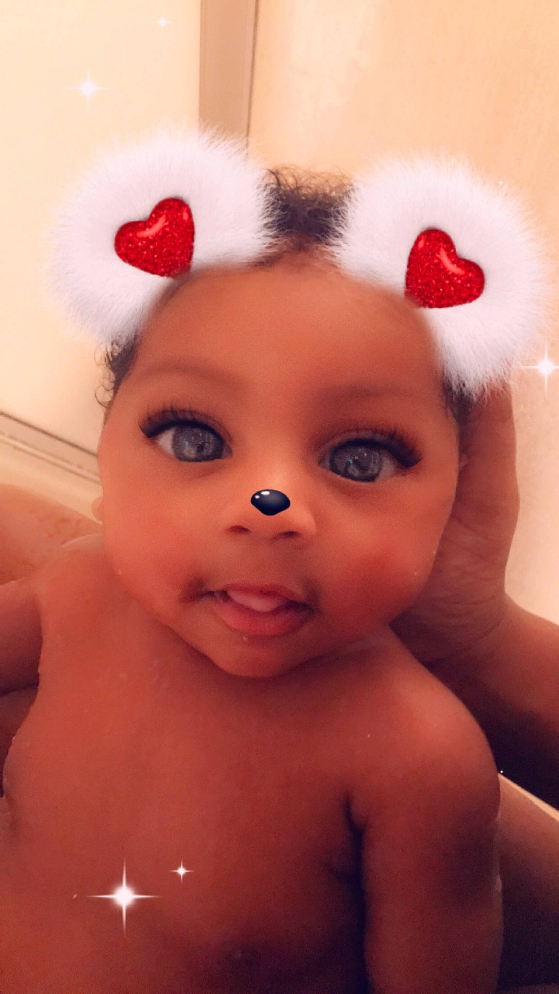 Cambria joined the competition — help win amazing prizes! baby, beauty, black_hair, cheek, child, close_up, ear, eye, eyebrow, eyelash, face, forehead, head, lip, mouth, nose, person, photography, pink, skin