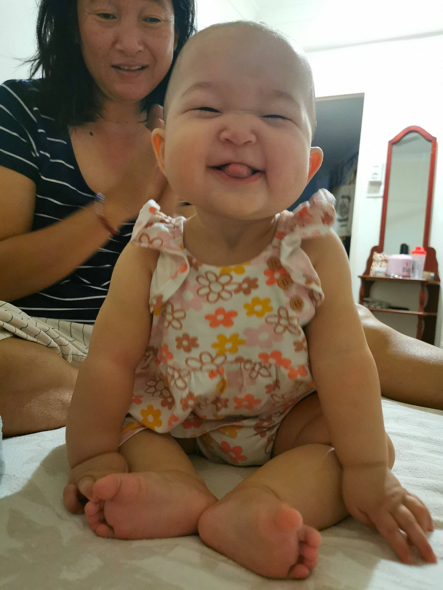 Aleena is registered to the contest to win money with this photo: baby, baby_toddler_clothing, beauty, cheek, child, face, facial_expression, finger, fun, happy, headwear, human_leg, joy, mouth, nose, people, person, skin, smile, snapshot