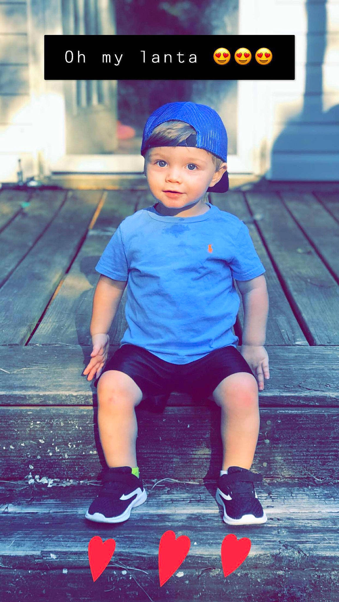 Jaxxon is registered to the contest to win money with this photo: baby, baby_toddler_clothing, blue, cap, child, child_model, cool, electric_blue, happy, headgear, headwear, person, photo_caption, photography, play, shoe, sitting, smile, snapshot, standing