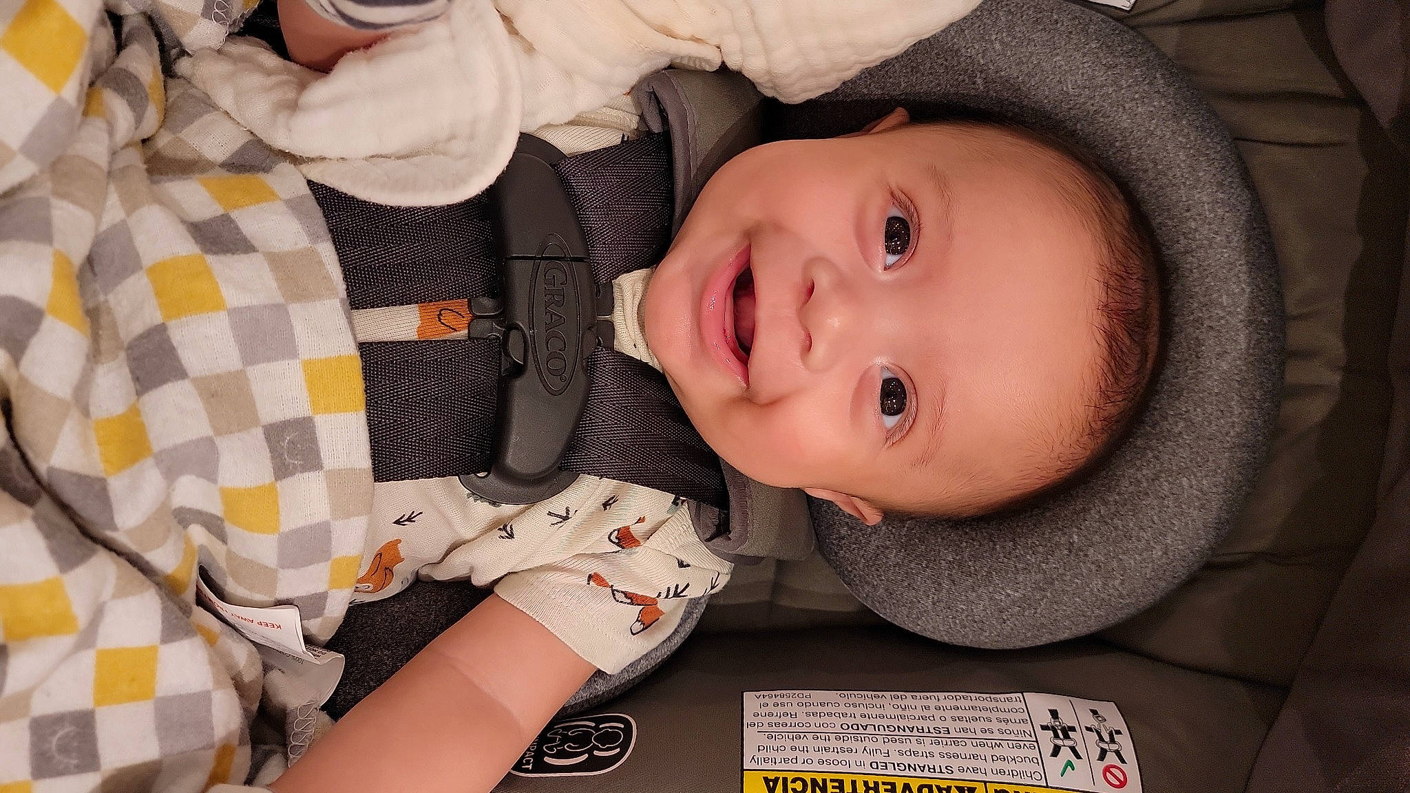 Sebastian is registered to the contest to win money with this photo: baby, baby_toddler_clothing, cheek, child, chin, comfort, cool, eyelash, flash_photography, happy, hat, iris, joy, lip, mouth, nose, pattern, person, skin, sleeve