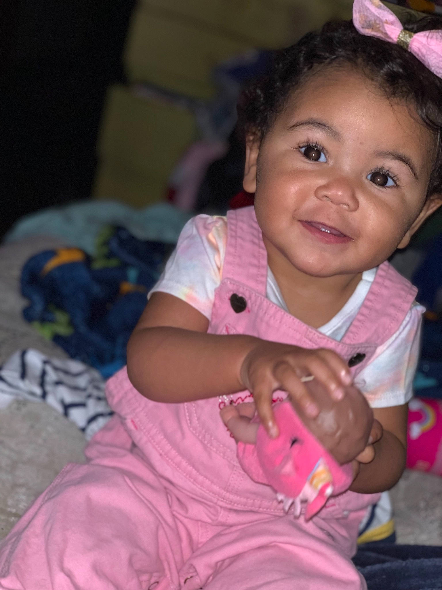 Annsley joined the competition — help win amazing prizes! adaptation, baby, cheek, child, eye, face, joy, lip, mouth, person, pink, sitting, skin, smile, toddler