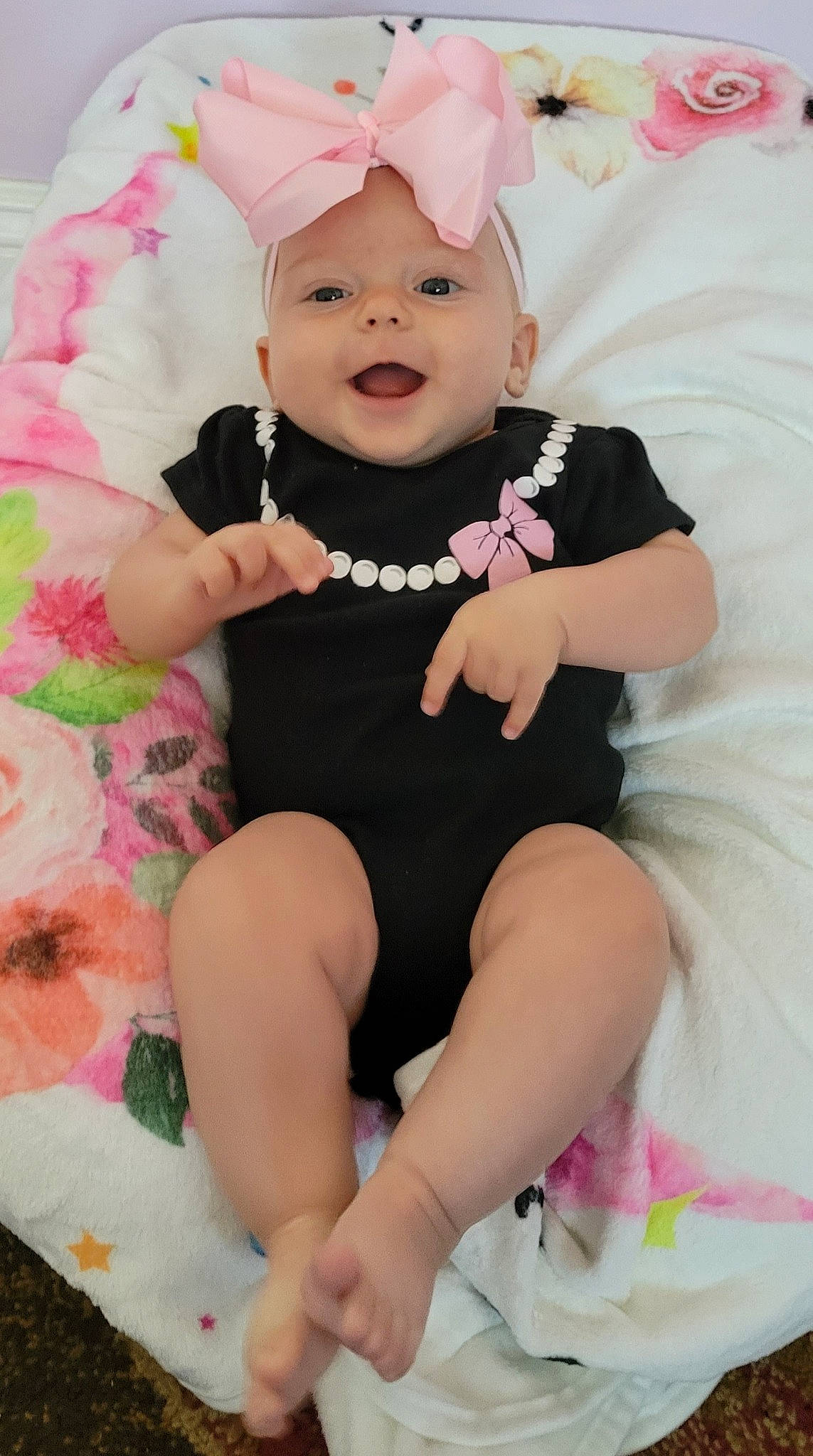 Evelyn joined the competition — help win amazing prizes! baby, baby_toddler_clothing, cheek, clothing, dress, eye, face, happy, head, human_body, magenta, person, photograph, pink, purple, skin, sleeve, smile, textile, toddler