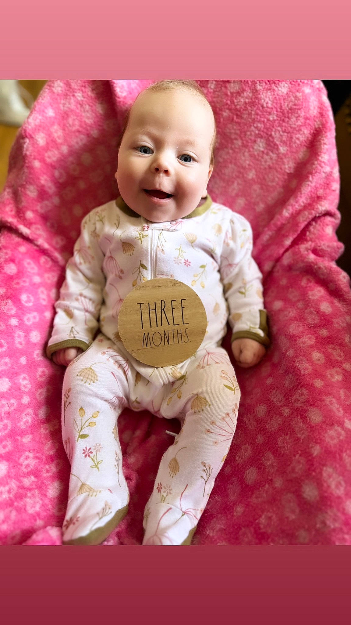Eleanor joined the competition — help win amazing prizes! baby, baby_products, baby_toddler_clothing, cheek, child, doll, eye, happy, head, linens, magenta, person, pink, product, sitting, skin, sleeve, smile, teddy_bear, textile