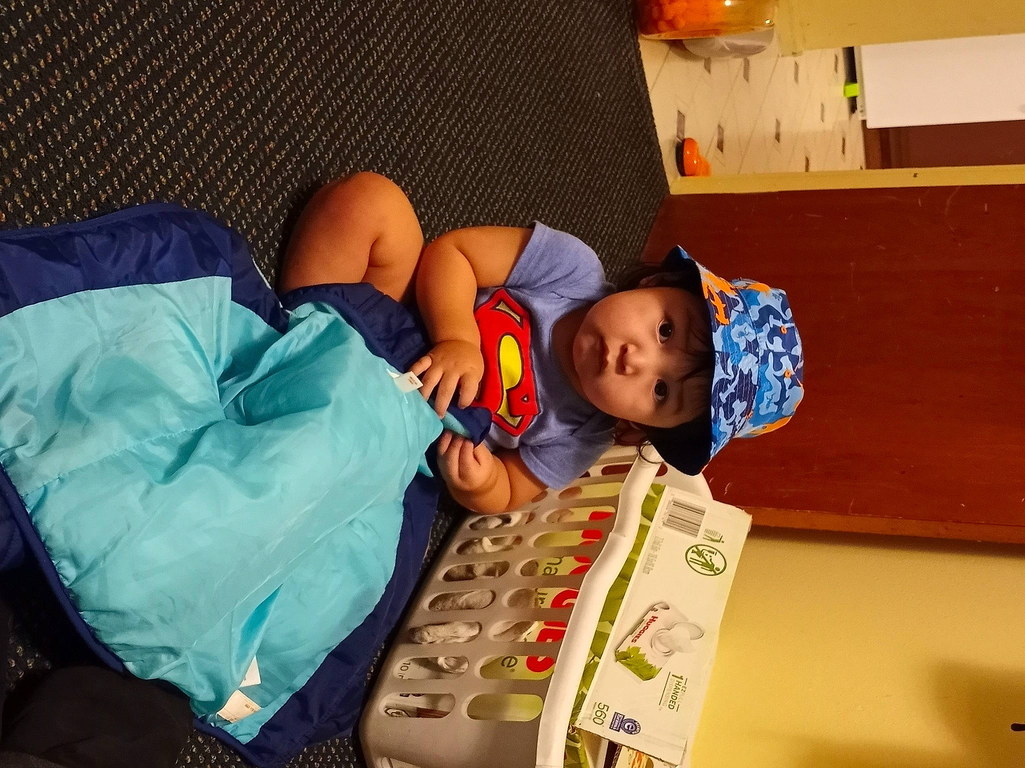 Andy joined the competition — help win amazing prizes! baby, bedtime, child, comfort, couch, event, flooring, fun, headwear, human_leg, leisure, linens, living_room, party, person, pillow, play, room, sitting, t_shirt