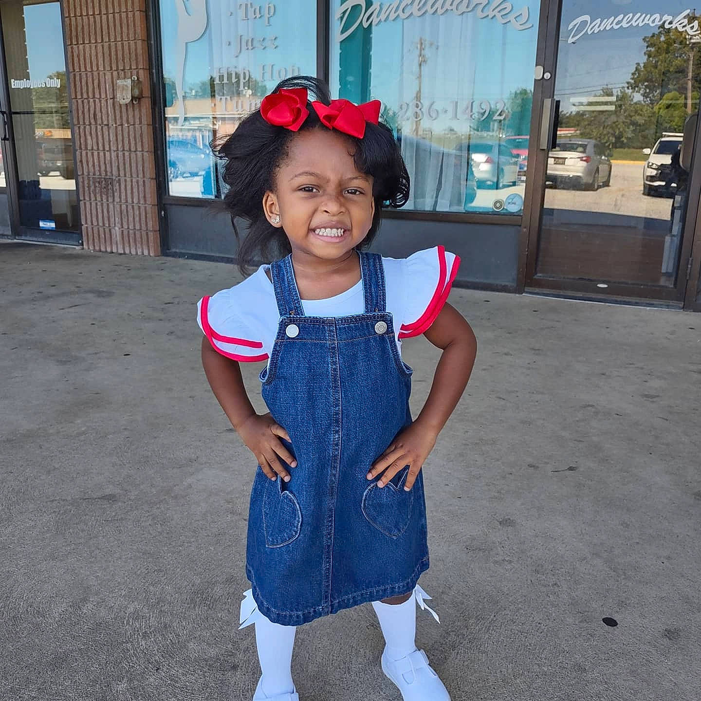 Ki'Aijah is registered to the contest to win money with this photo: asphalt, baby_toddler_clothing, child, city, cool, costume, electric_blue, eye, fun, happy, hat, headgear, joy, leg, pattern, person, sleeve, smile, sunglasses, toddler
