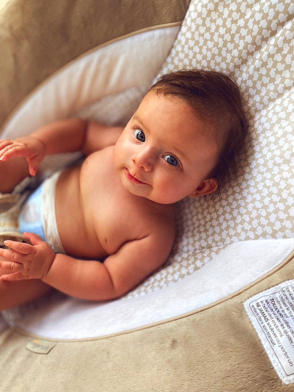 Carter is registered to the contest to win money with this photo: baby, baby_toddler_clothing, bathing, beauty, cheek, chest, child, comfort, eyebrow, facial_expression, happy, linens, lip, person, product, skin, smile, stomach, textile, thumb