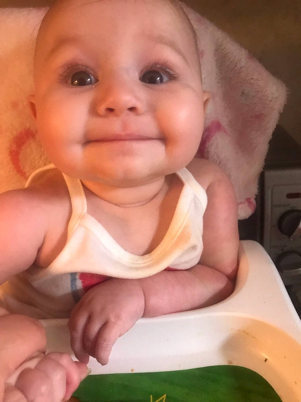 Zara joined the competition — help win amazing prizes! baby, baby_toddler_clothing, cheek, eyebrow, eyelash, finger, hand, happy, iris, joy, kitchen_appliance, lip, mouth, nail, nose, person, skin, sleeve, smile, tableware