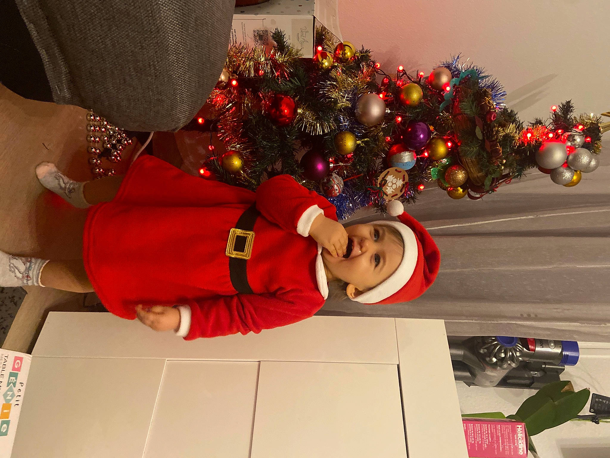 Maryam participe au concours pour gagner de l'argent avec cette photo : carmine, christmas, christmas_decoration, christmas_eve, christmas_ornament, christmas_tree, event, fictional_character, fun, hat, headwear, holiday, holiday_ornament, human_leg, interior_design, ornament, person, plant, room, thigh
