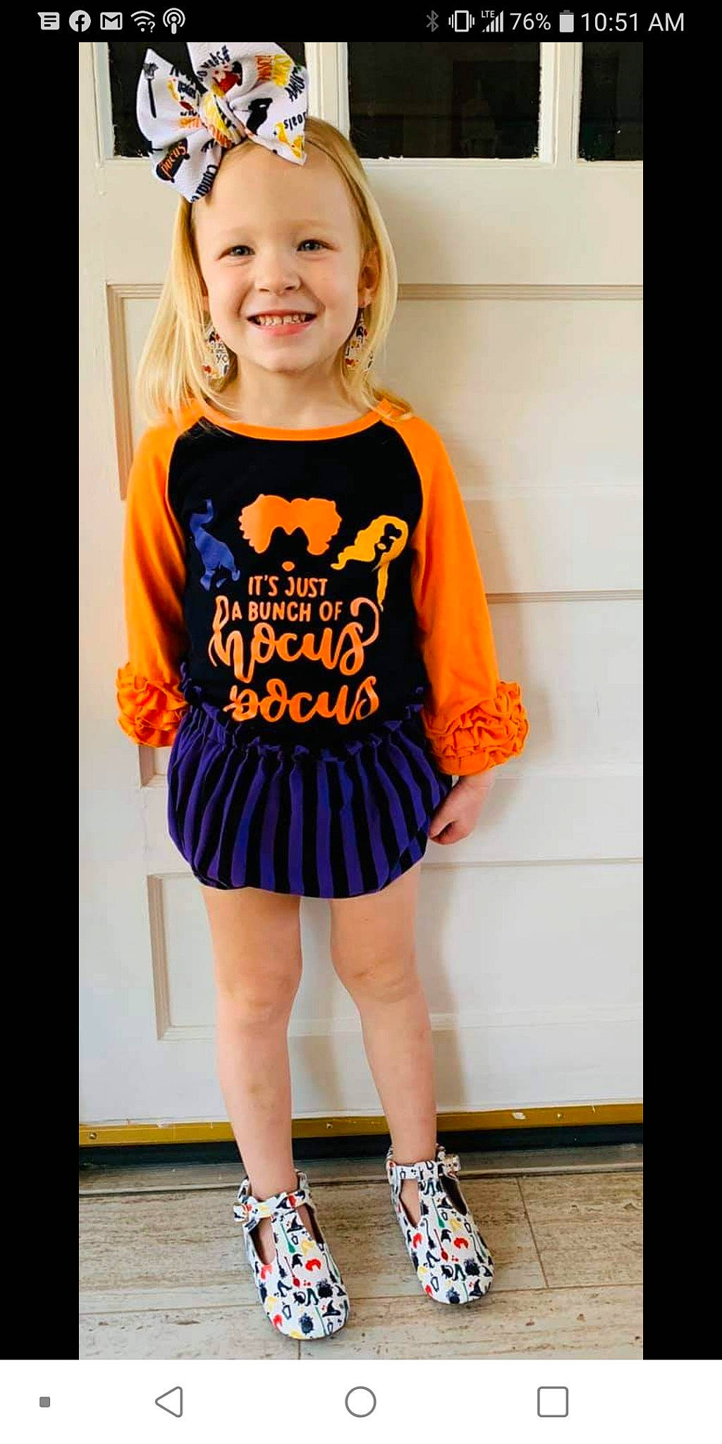 Brinnley joined the competition — help win amazing prizes! child, child_model, clothing, costume, dress, electric_blue, fashion, footwear, joy, orange, pattern, person, shoe, shoulder, sleeve, smile, street_fashion, style, t_shirt, toddler