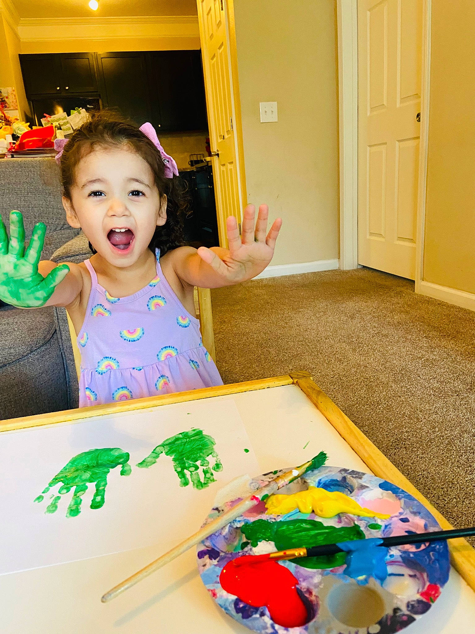 Lilian joined the competition — help win amazing prizes! art, cake_decorating, chair, child, door, event, flooring, fun, happy, icing, leisure, person, plate, play, smile, sweetness, t_shirt, table, tableware, toddler