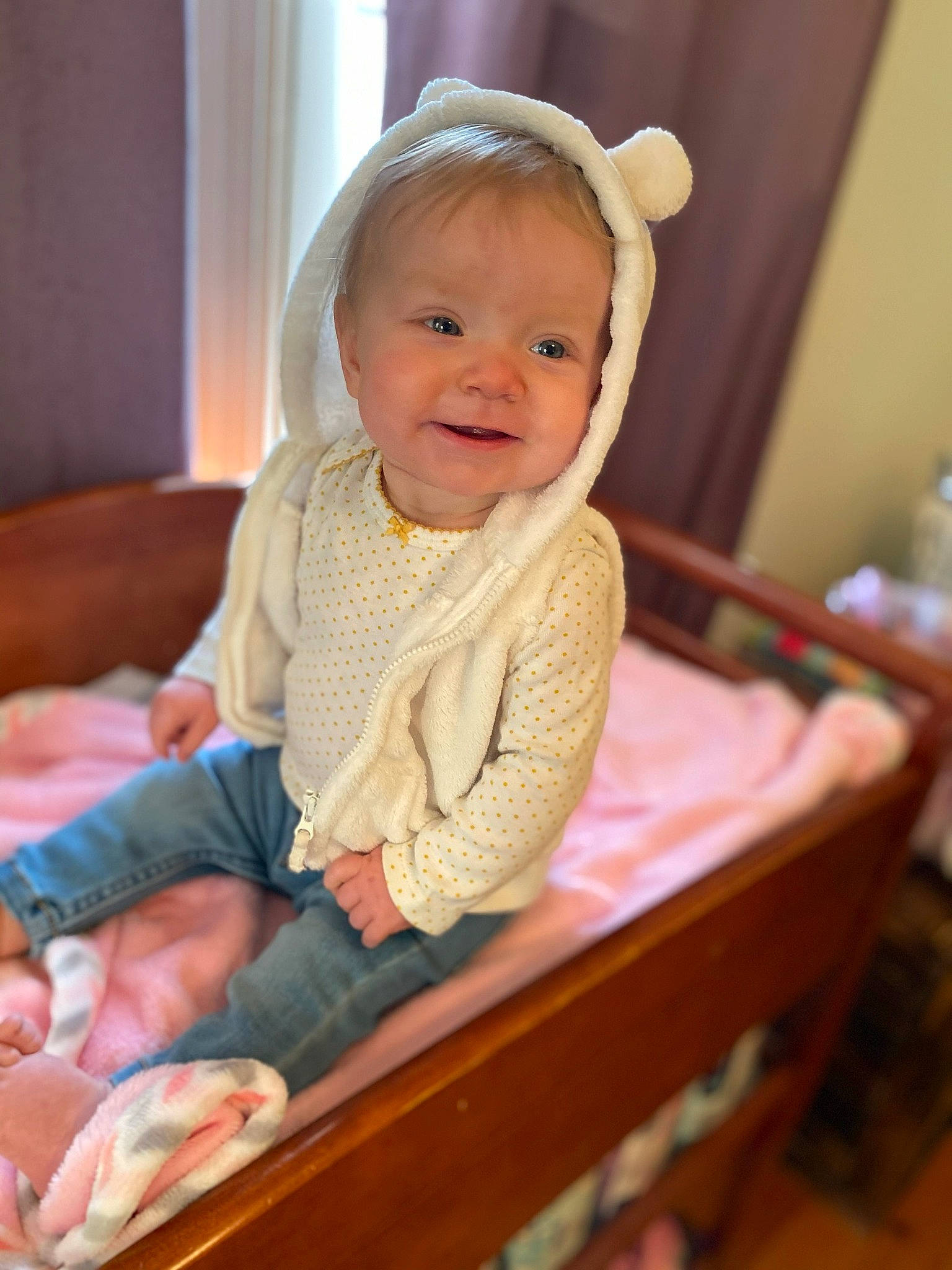 Kya joined the competition — help win amazing prizes! baby, baby_products, beauty, cheek, child, daughter, eye, face, head, iris, people, person, pink, product, sitting, skin, smile, toddler