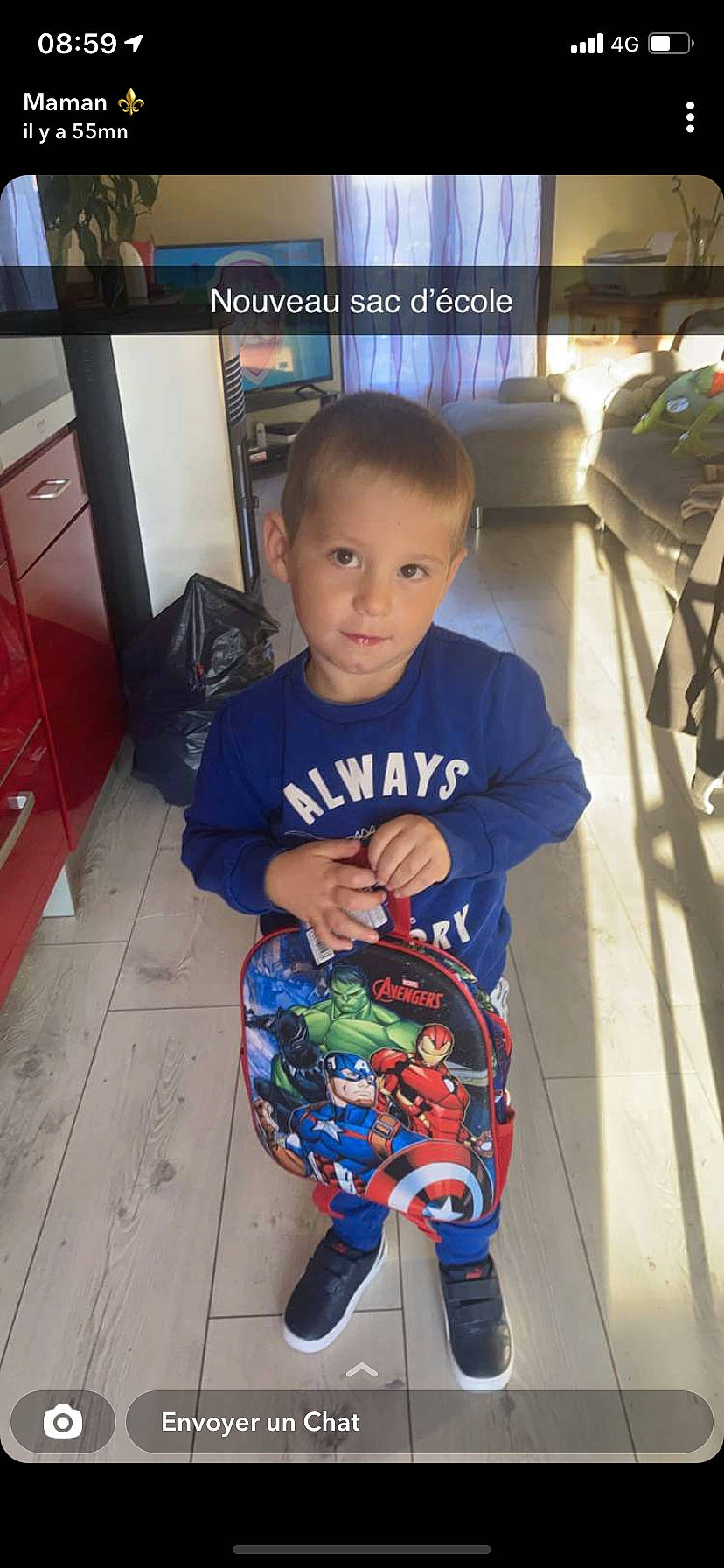 Aaron participe au concours pour gagner de l'argent avec cette photo : baby_toddler_clothing, child, electric_blue, floor, flooring, fun, hairstyle, happy, hardwood, joint, mammal, people, person, photograph, product, sleeve, snapshot, standing, t_shirt, toddler