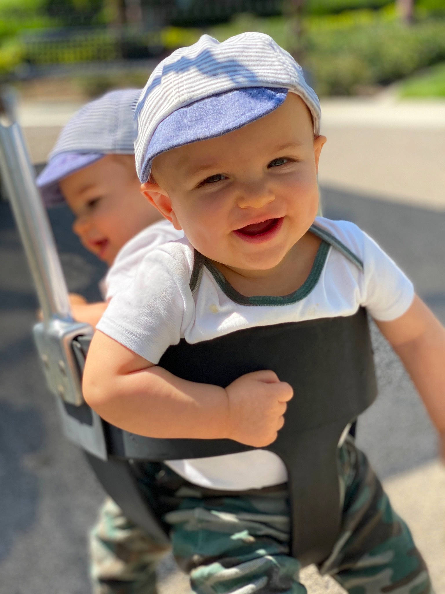 Finley joined the competition — help win amazing prizes! baby, baby_products, cap, child, headgear, headwear, person, play, product, smile, toddler, vacation
