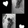 Lyana a rejoint le concours — aidez-le/la à gagner de superbes lots ! baby, sleeping, bed, black_and_white, flower_headband, infant, cute, cozy, blanket, clothing, peaceful, portrait, child, soft_lighting, curled_up, indoor, rest, two_images, hearts, collage
