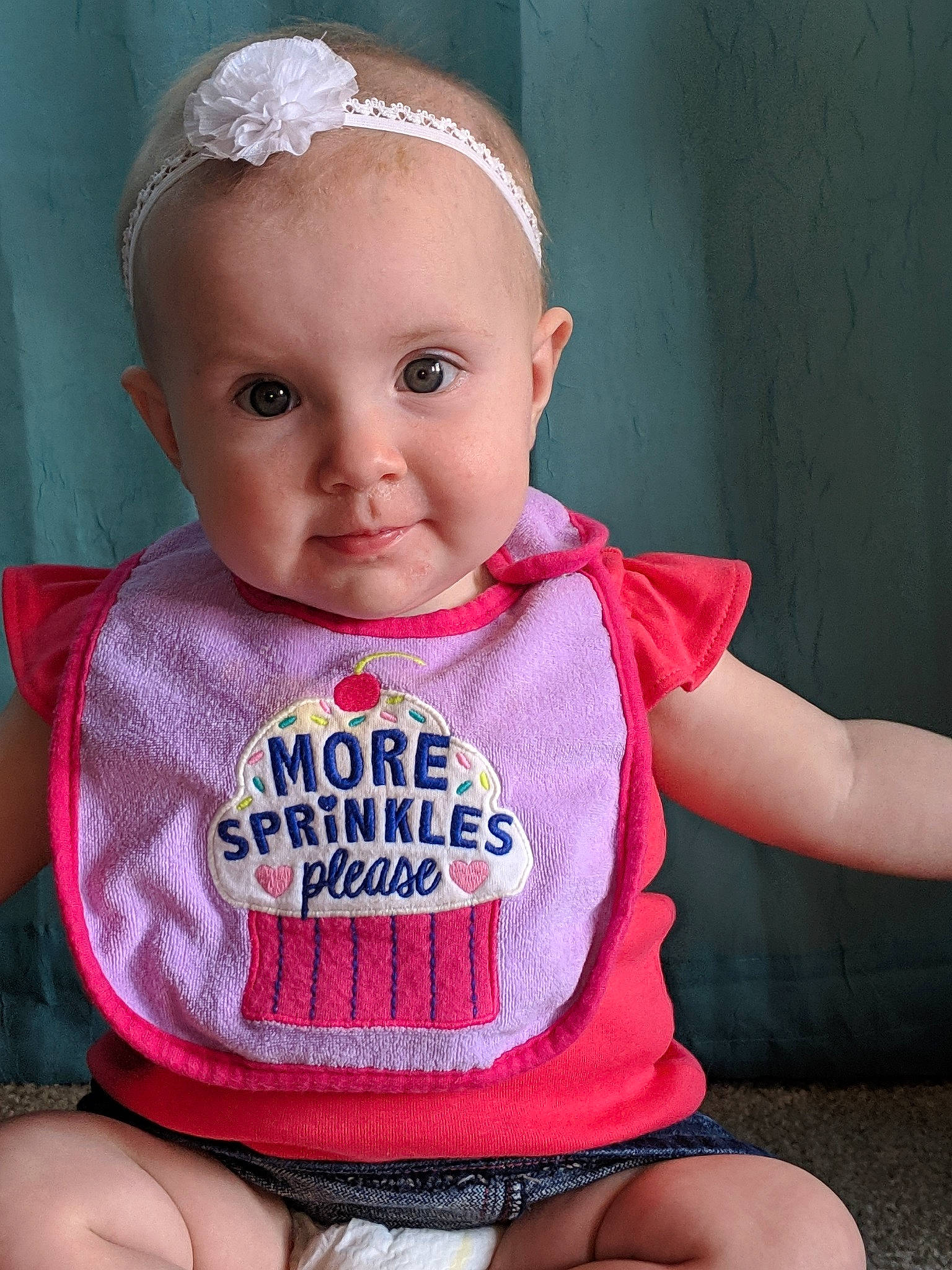 Annabelle is registered to the contest to win money with this photo: baby, baby_products, baby_toddler_clothing, child, joy, person, pink, toddler