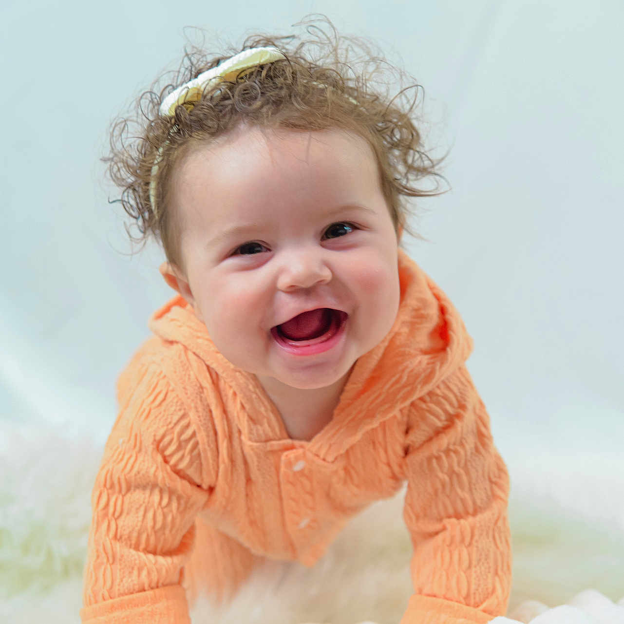 Harper joined the competition — help win amazing prizes! baby, babylaughing, crawling, face, happy, head, laughing, person, photography, portrait, smile