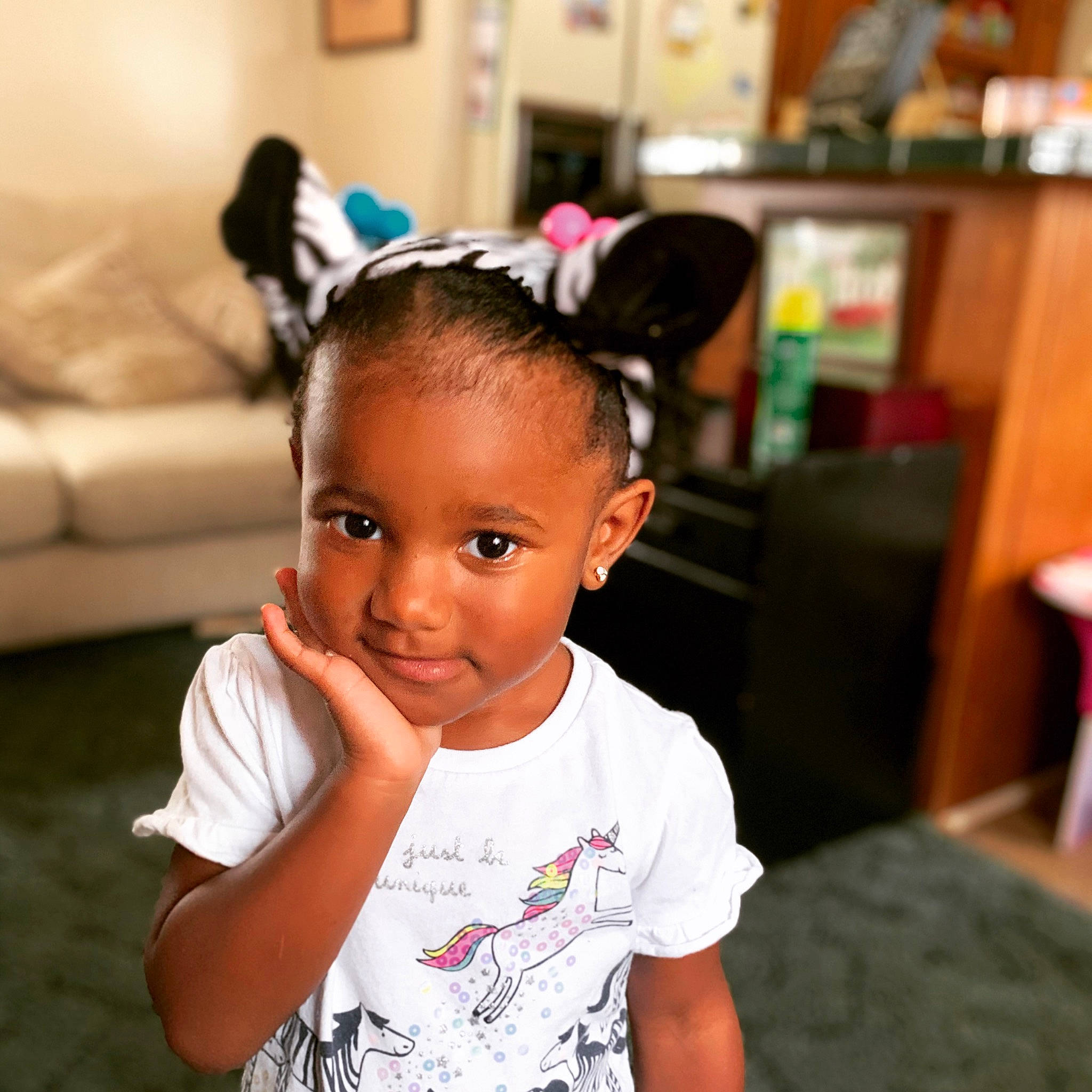 Nayeli joined the competition — help win amazing prizes! audio_equipment, baby_toddler_clothing, cheek, child, ear, eyelash, fun, hair, hairstyle, happy, head, headband, headpiece, hearing, neck, nose, person, skin, smile, t_shirt
