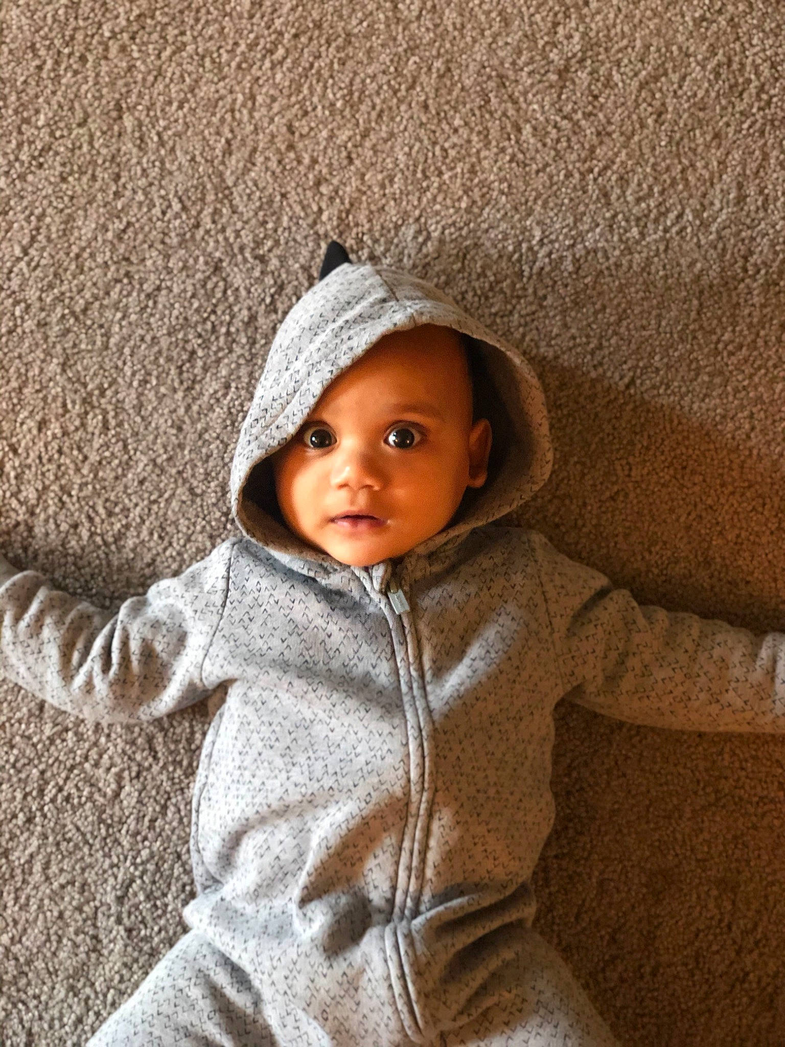 Kameron joined the competition — help win amazing prizes! baby, child, headgear, headwear, hood, hoodie, outerwear, person, skin, smile, toddler