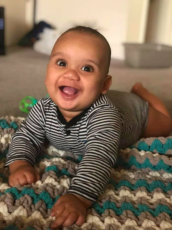 Kameron joined the competition — help win amazing prizes! baby, cheek, child, chin, eye, face, facial_expression, forehead, happy, head, laugh, mouth, nose, people, person, play, sitting, skin, smile, toddler