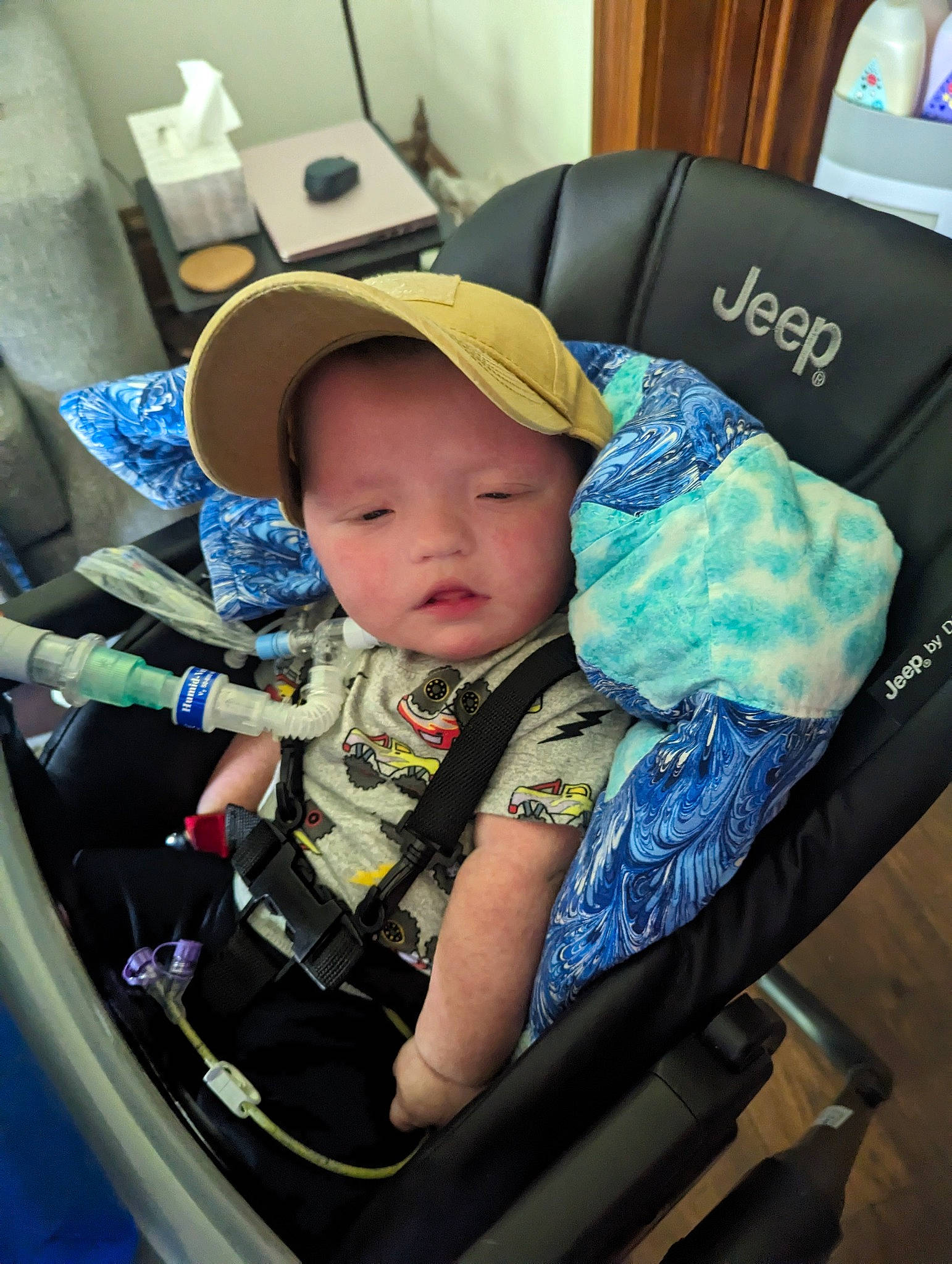 Bryant joined the competition — help win amazing prizes! auto_part, automotive_design, automotive_exterior, baby, baby_carriage, baby_products, baby_safety, baby_toddler_clothing, baseball_cap, car_seat, child, comfort, electric_blue, hat, motor_vehicle, person, sitting, steering_wheel, toddler, vehicle_door