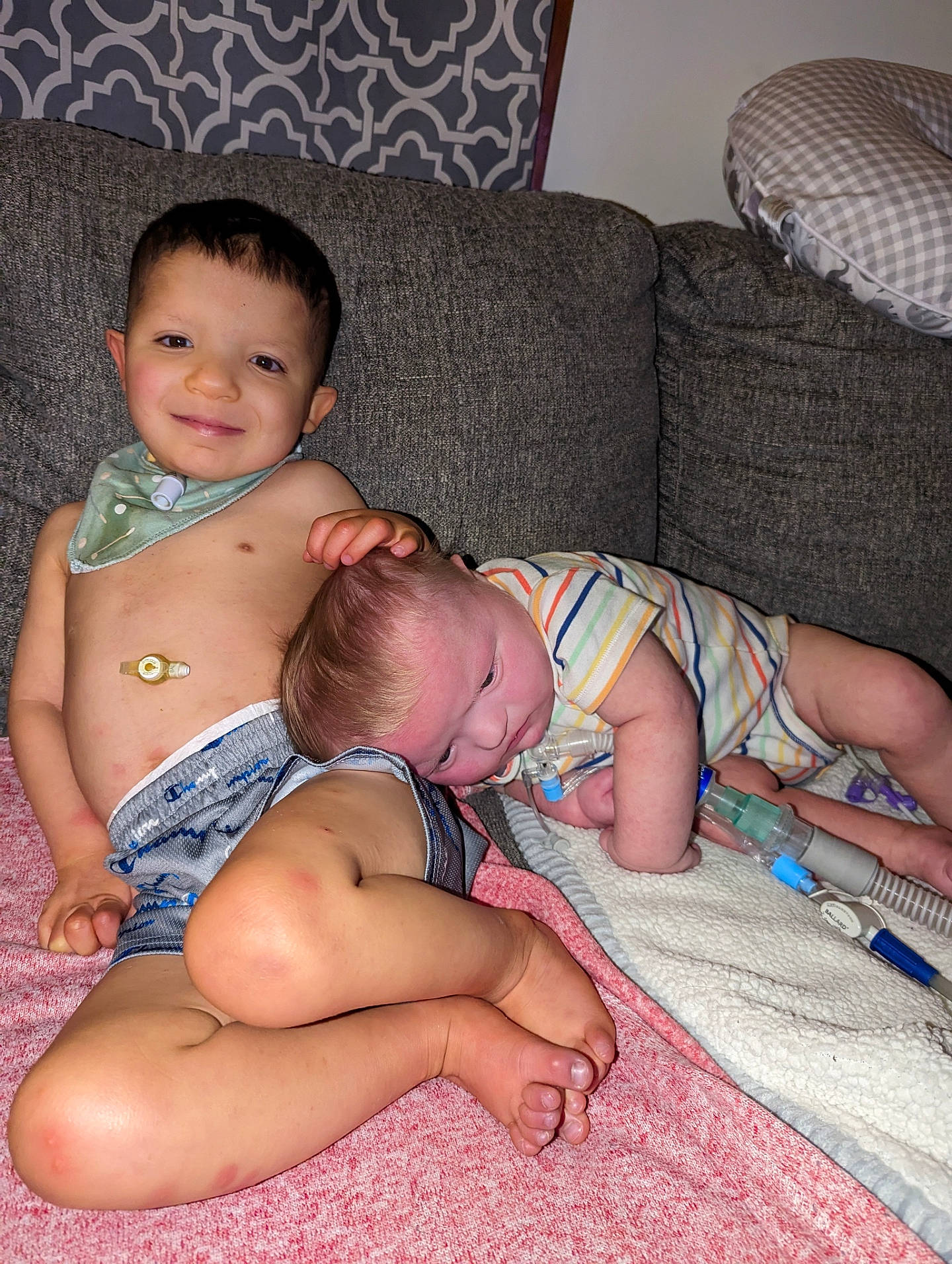 Weston joined the competition — help win amazing prizes! abdomen, baby, baby_toddler_clothing, cheek, chest, child, comfort, couch, face, finger, happy, human_body, joy, leg, navel, person, skin, smile, stomach, thigh