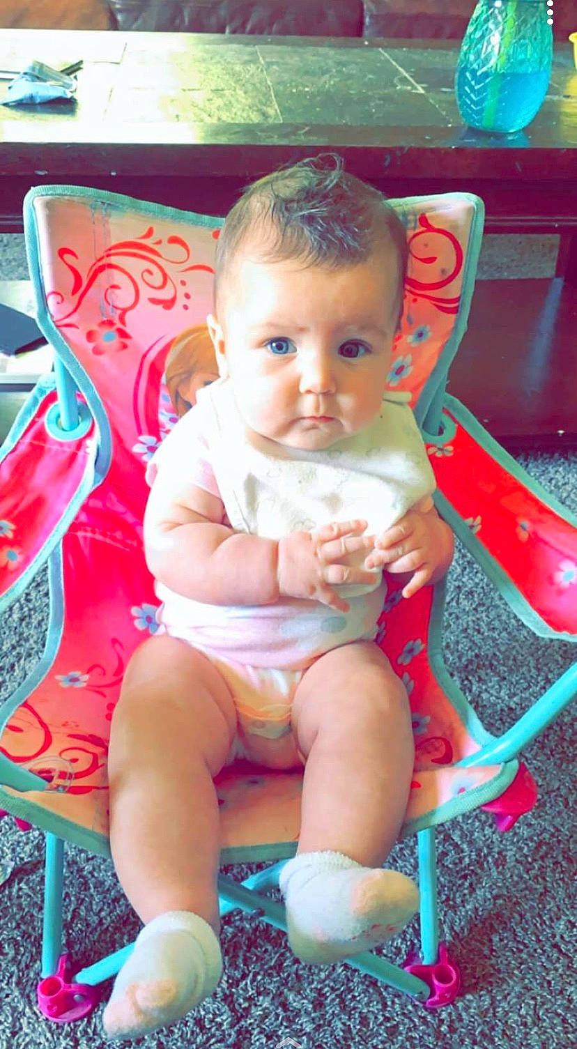 Scarlett joined the competition — help win amazing prizes! baby, child, person, pink, play, sitting, skin, smile, toddler