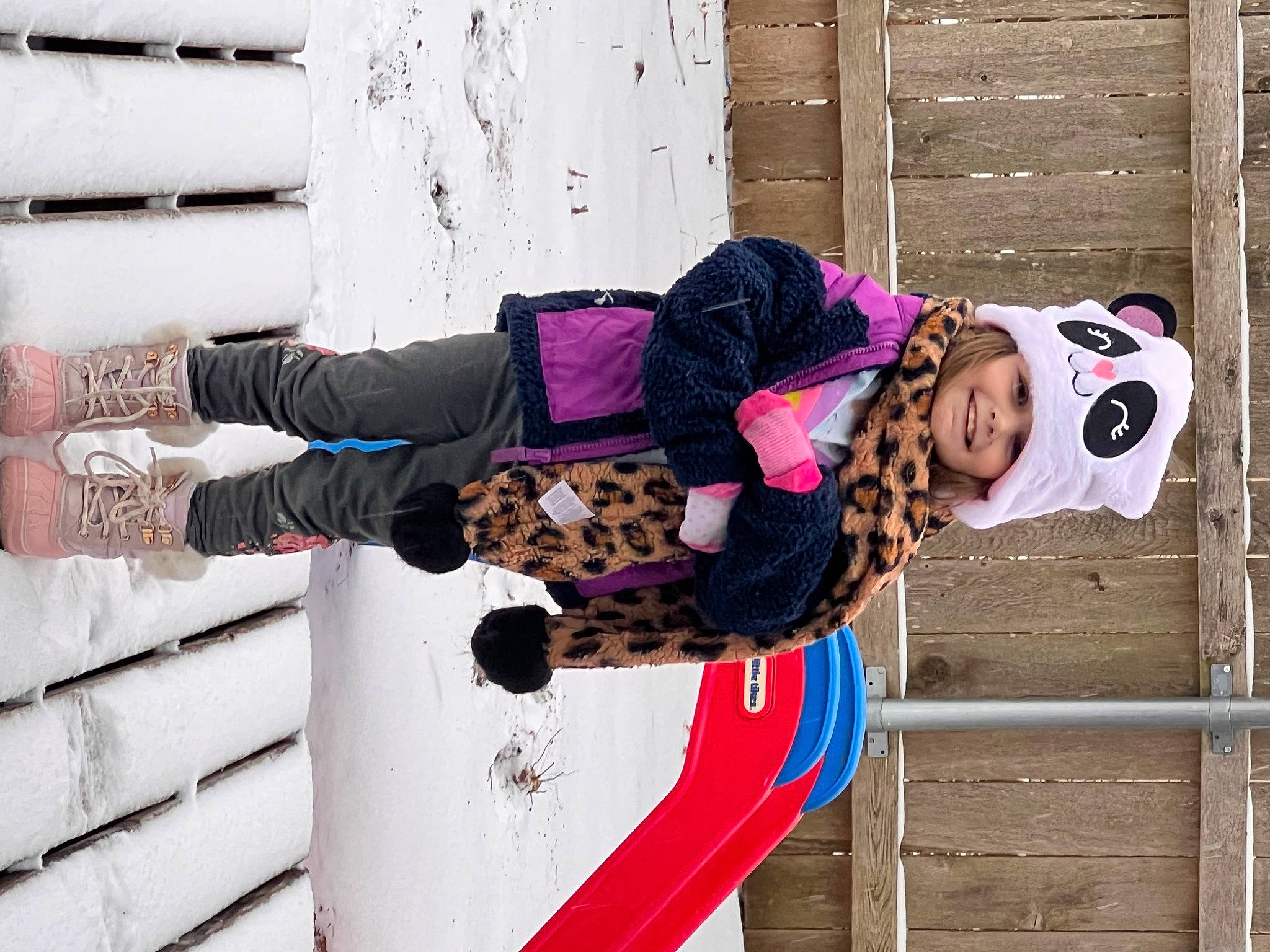 Jordan joined the competition — help win amazing prizes! child, costume, fashion, fun, happy, headwear, joy, leisure, magenta, outerwear, pattern, person, pink, purple, recreation, red, scarf, snow, street_fashion, textile