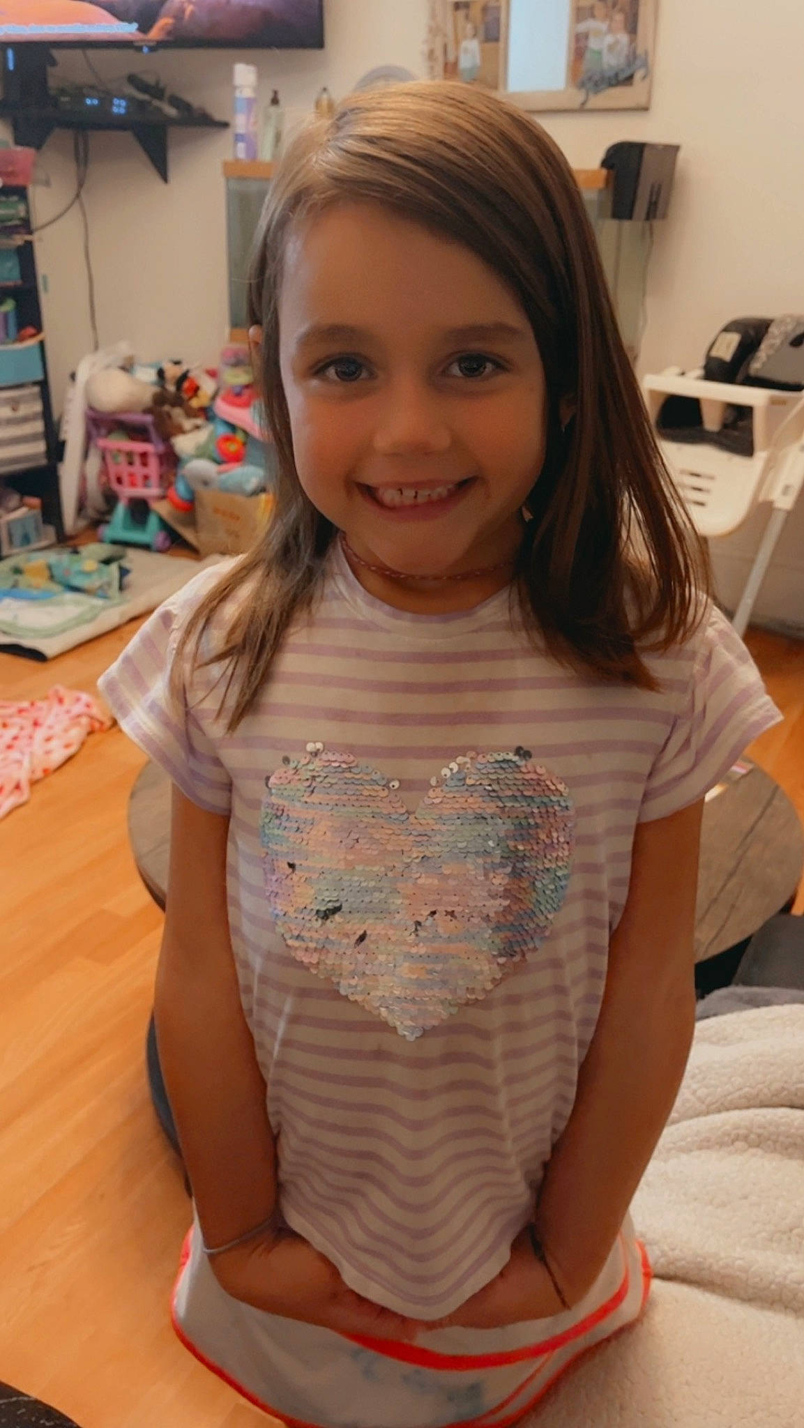 Catherine is registered to the contest to win money with this photo: beauty, cheek, child, eyelash, face, facial_expression, flooring, hair, hairstyle, happy, iris, joint, joy, long_hair, neck, person, shoulder, skin, sleeve, smile