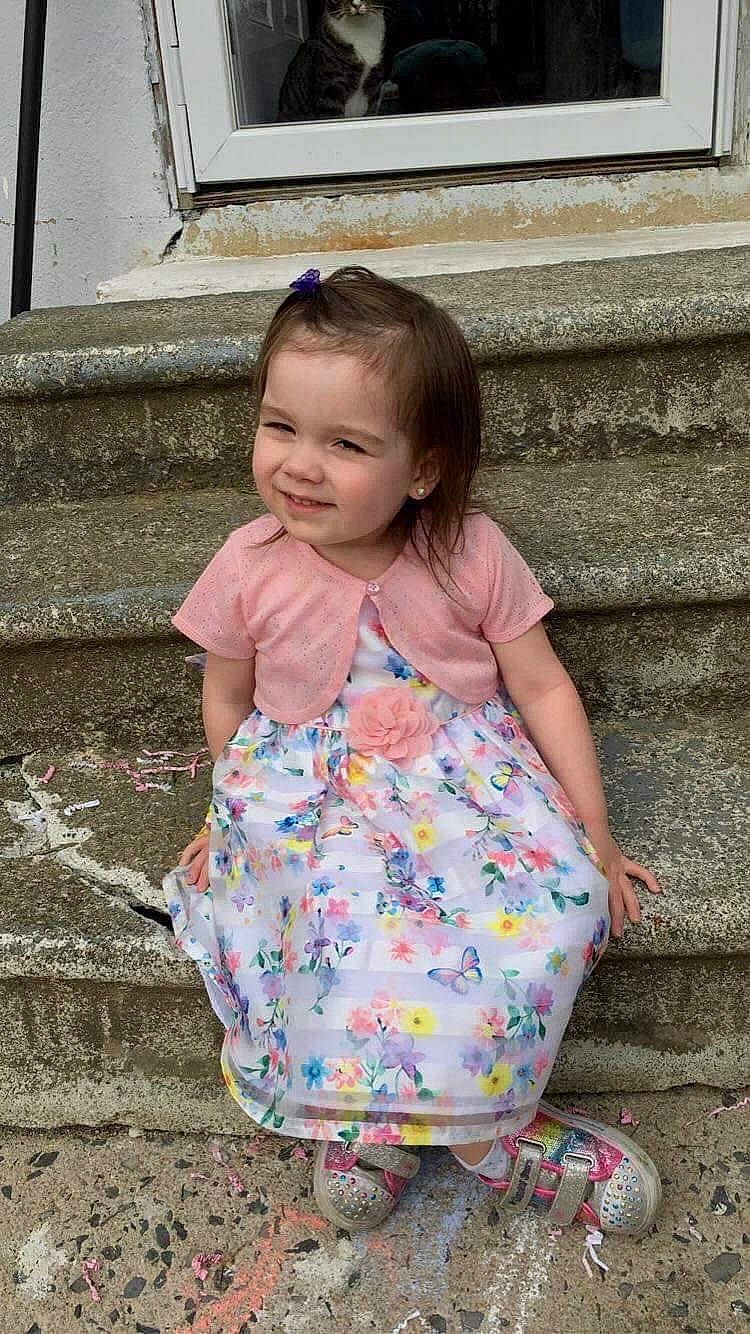 Serenity joined the competition — help win amazing prizes! baby, baby_toddler_clothing, child, design, dress, joy, pattern, person, pink, sitting, smile, toddler