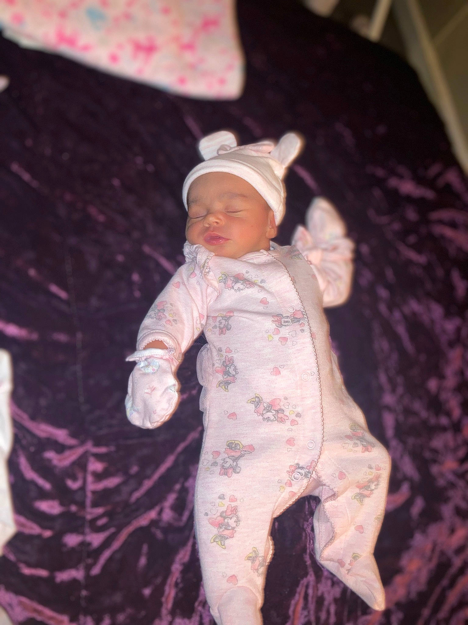 Alora joined the competition — help win amazing prizes! art, baby, baby_toddler_clothing, cap, child, fashion_design, fun, fur, gesture, happy, hat, linens, magenta, pattern, person, pink, play, purple, sitting, sleeve