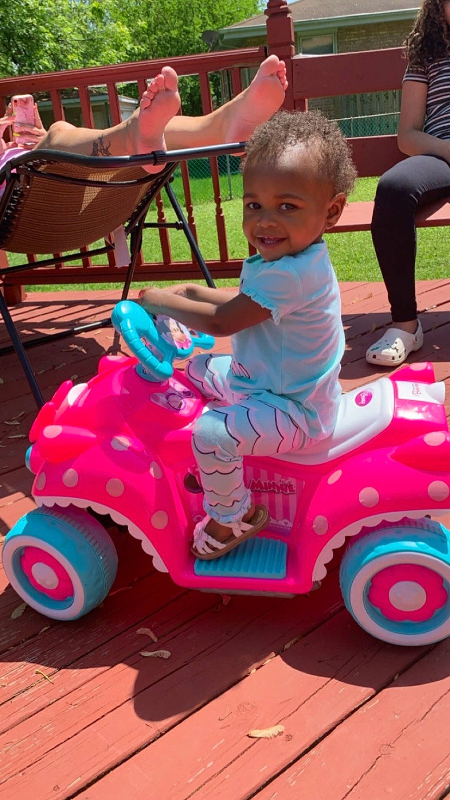 Leiana is registered to the contest to win money with this photo: baby_products, baby_toys, car, child, fun, joy, leisure, person, pink, play, product, riding_toy, toddler, toy, vacation, vehicle