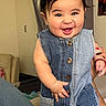 Amado joined the competition — help win amazing prizes! baby, cheerful, child, clothing, cute, denim, eyes, face, fashion, hair, hand, happy, indoor, infant, jumpsuit, person, portrait, sitting, skin, smile