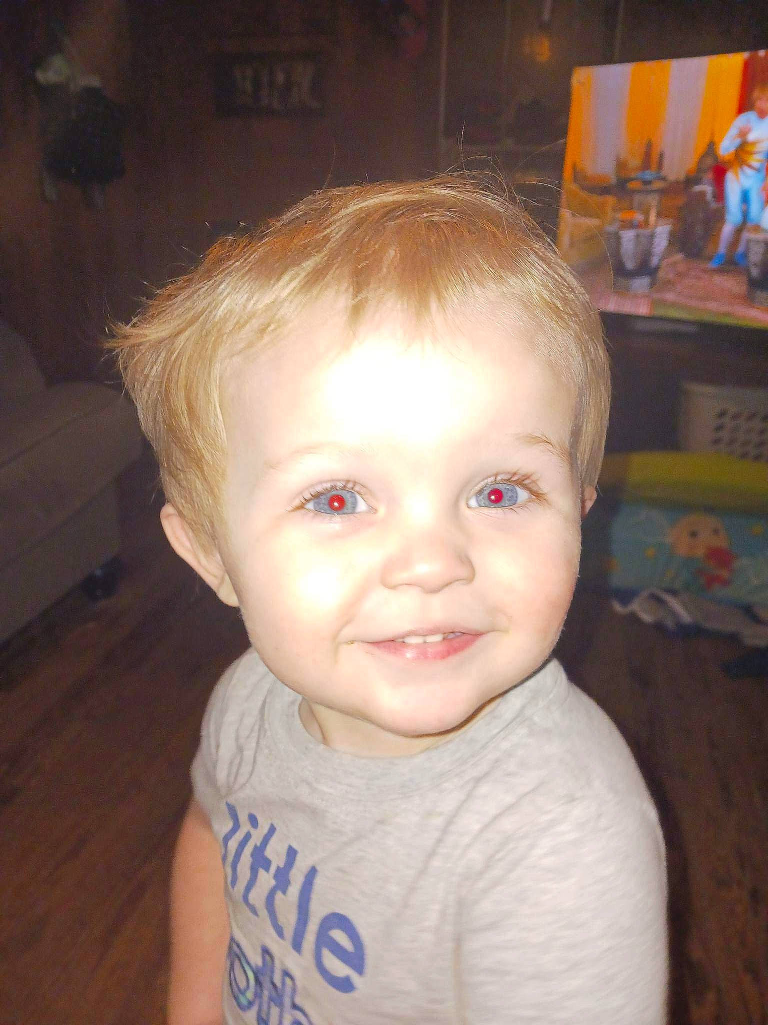 Ryder is registered to the contest to win money with this photo: blond, cheek, chest, chin, ear, eyebrow, eyelash, forehead, fun, happy, iris, jaw, joy, lip, nose, person, skin, smile, t_shirt, toddler