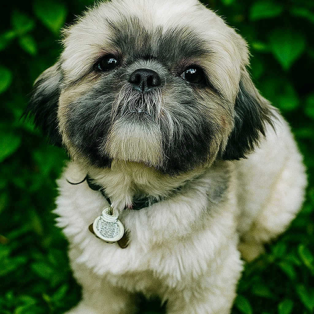 Vao a rejoint le concours — aidez-le/la à gagner de superbes lots ! adorable, animal, canine, closeup, collar, companion, cute, dog, domestic, fluffy, friendly, fur, greenery, leaves, mammal, nature, outdoor, pet, portrait, young