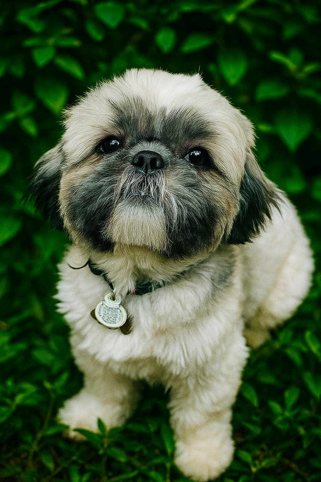 Vao a rejoint le concours — aidez-le/la à gagner de superbes lots ! dog, fluffy, pet, outdoor, greenery, leaves, cute, portrait, collar, animal, canine, fur, nature, adorable, mammal, closeup, young, friendly, companion, domestic